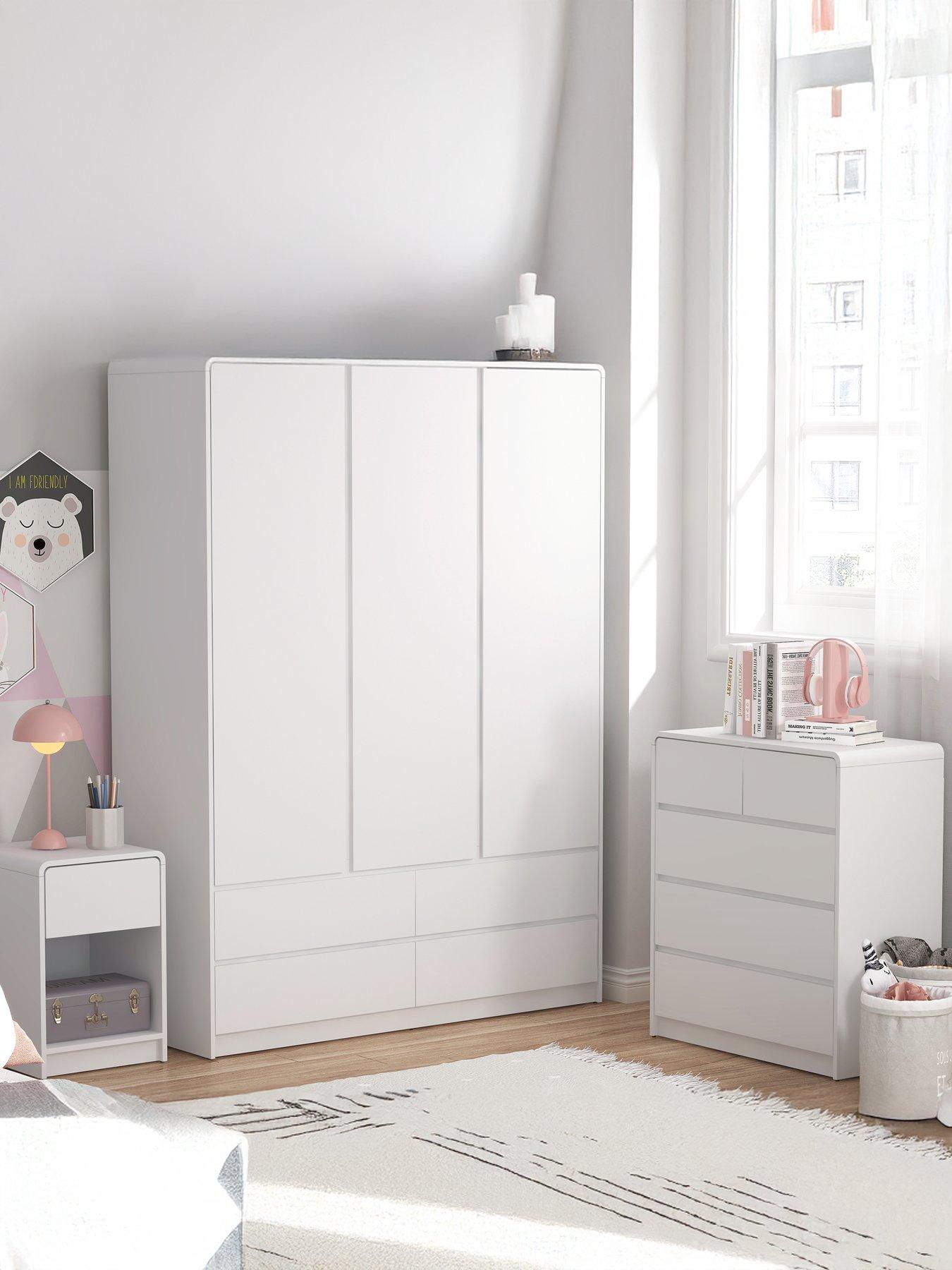 The Very Collection Bailey Kids 3 Door Wardrobe, Chest  &  Bedside Bedroom Package