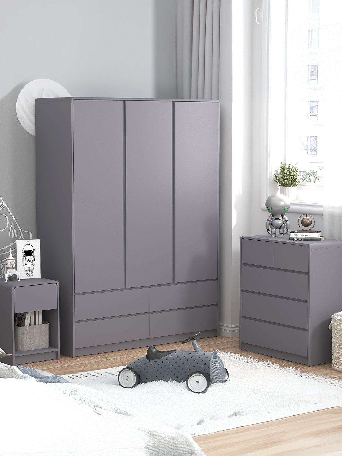 The Very Collection Bailey Kids 3 Door Wardrobe, Chest  &  Bedside Bedroom Package - FSC® Certified