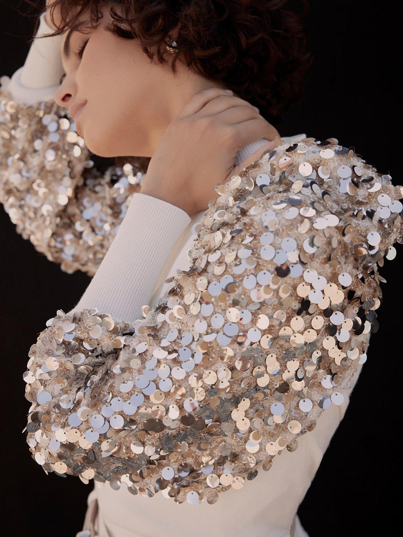 Mint Velvet Cream Sequin Sleeve Jumper White Very