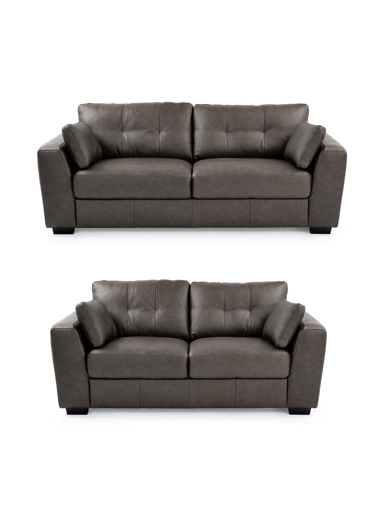 The Very Collection Arden Italian Leather 3 Seater + 2 Seater Sofa Set (Buy  &  SAVE!)