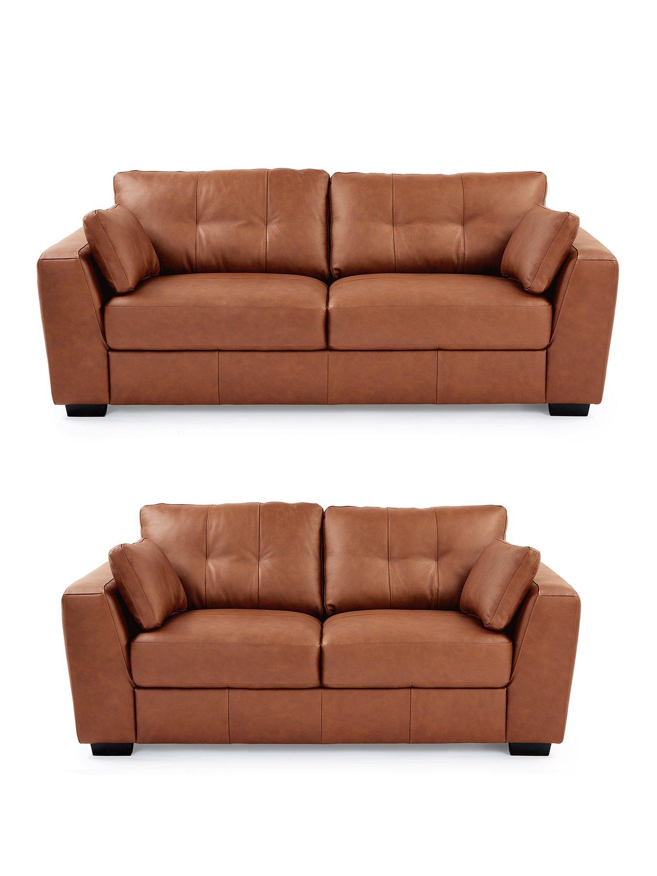 The Very Collection Arden Italian Leather 3 Seater + 2 Seater Sofa Set (Buy  &  SAVE!)