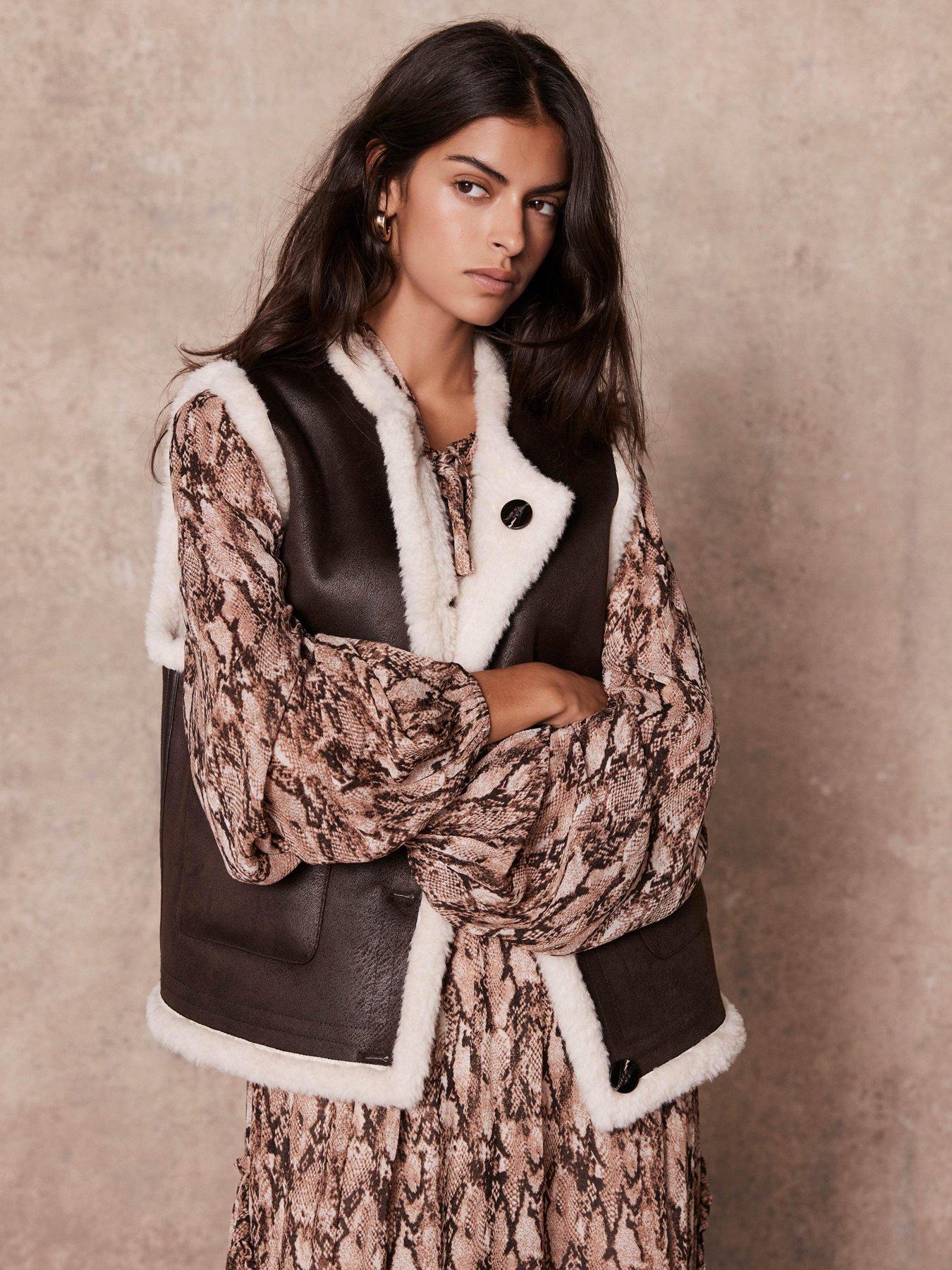 Mint Velvet Bonded Reversible Gilet - Brown