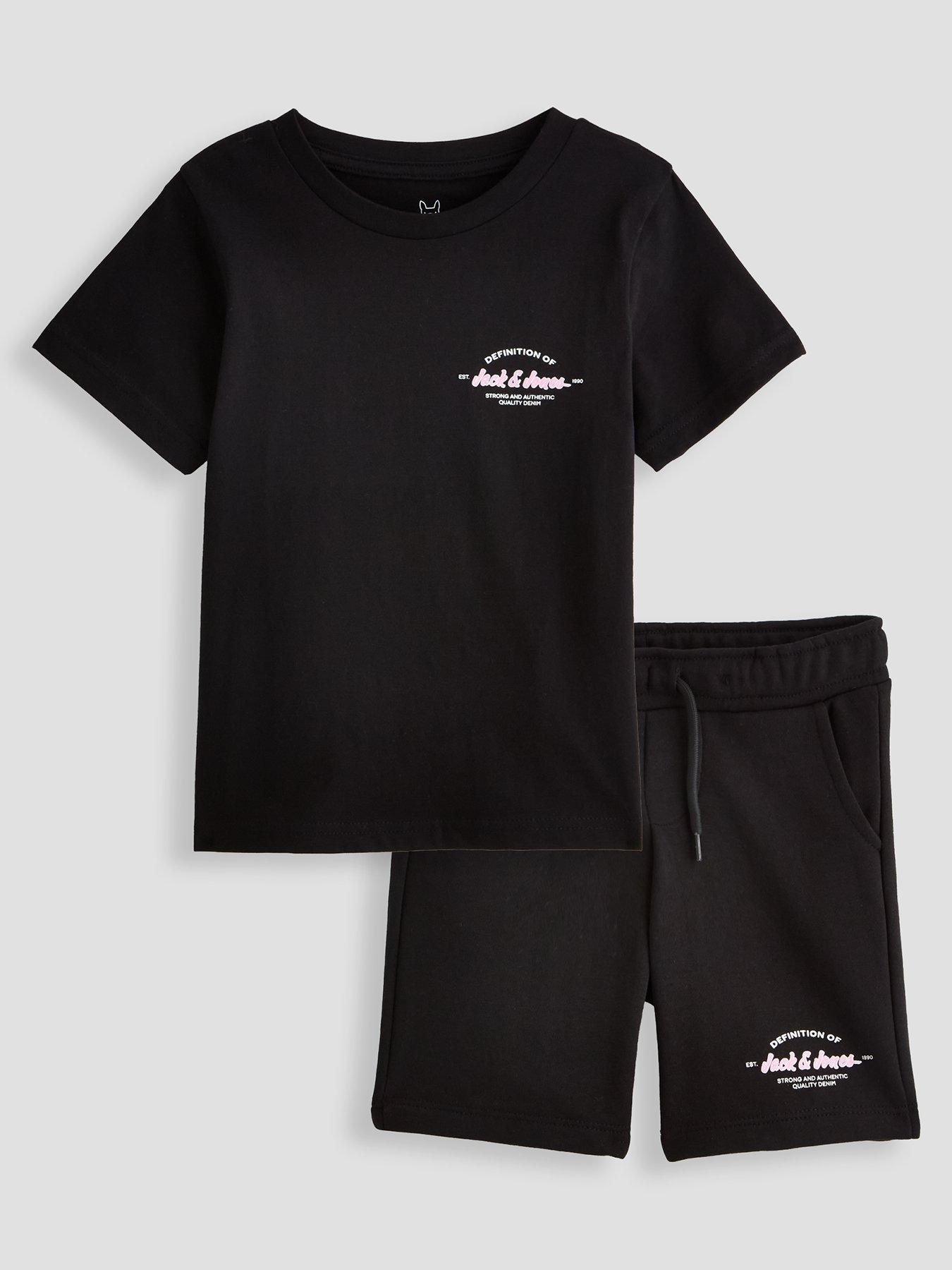 Jack & Jones Mini Younger Boys Brandon Tshirt Shorts Set - Black