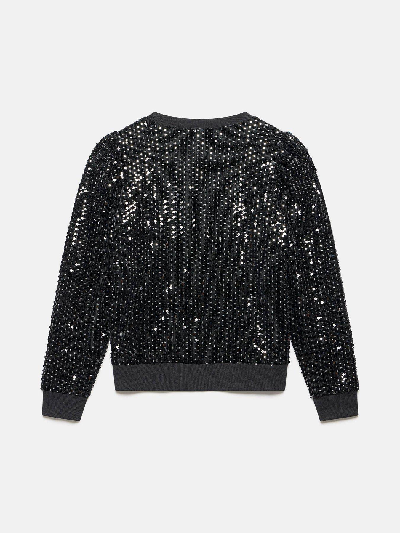 Image 6 of 6 of Mint Velvet Sequin Puff Sweatshirt - Black