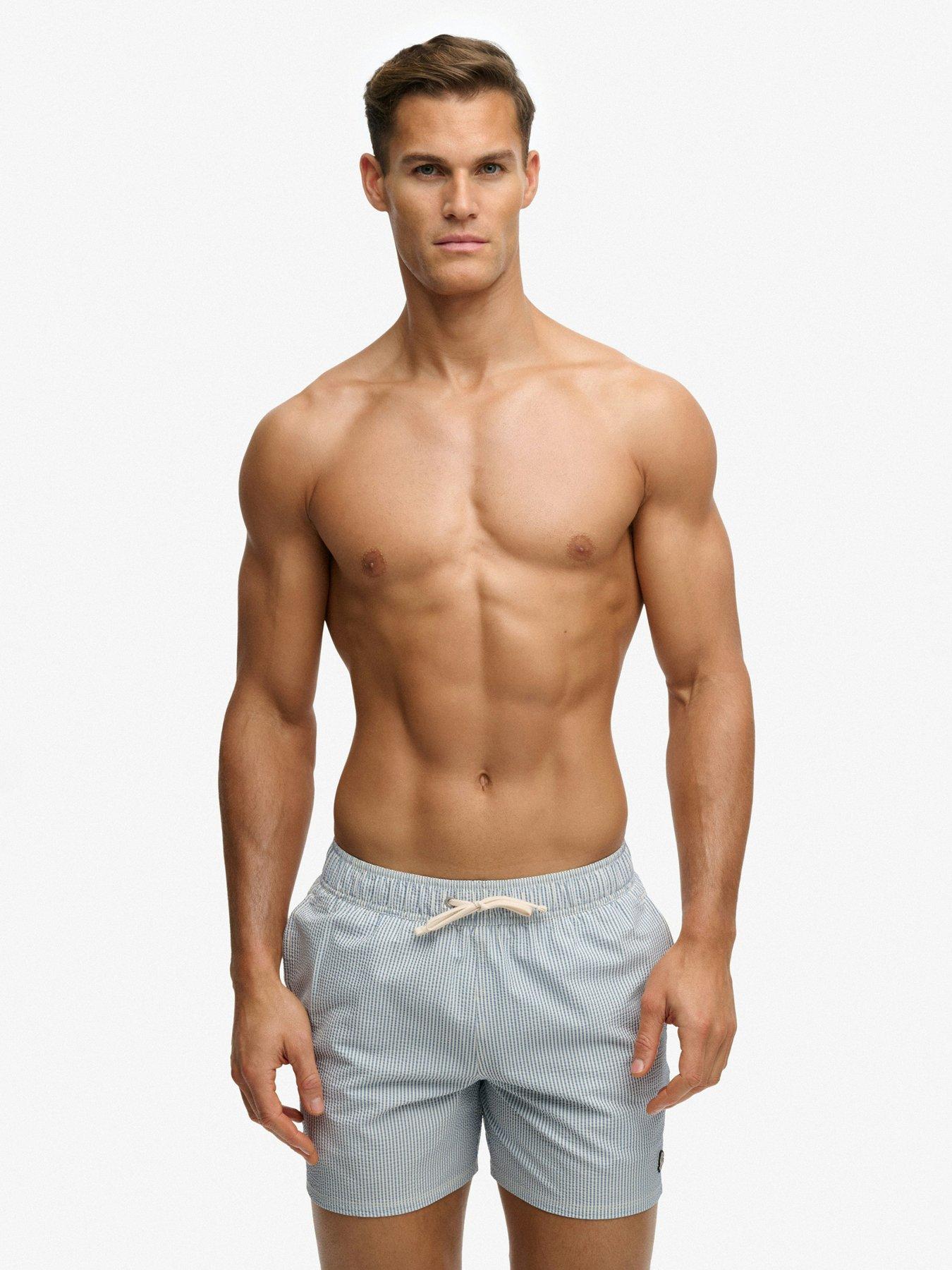 Superdry Seer Sucker 15" Swim Shorts, Light Blue, Size Xl, Men