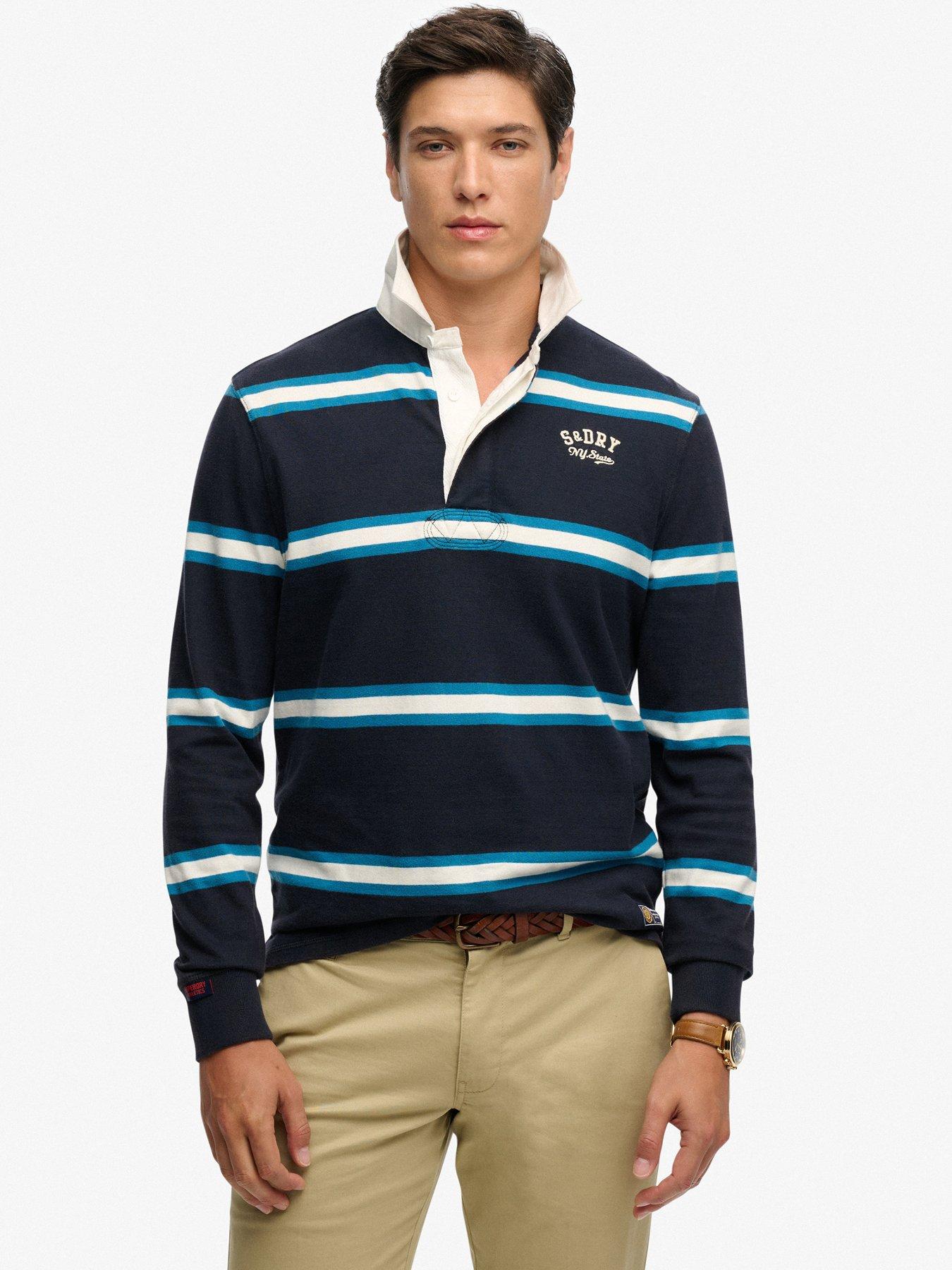 Superdry Vintage Athletic Stripe Rugby Shirt - Navy