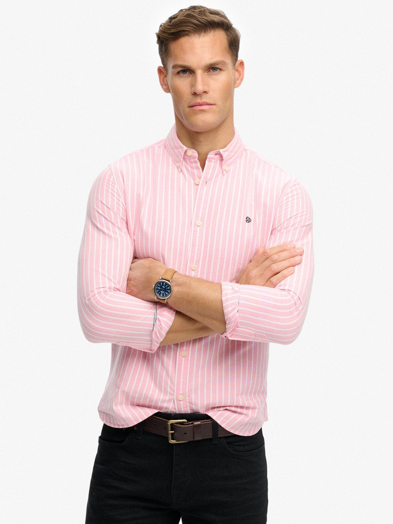 Superdry Preppy Stripe Oxford Long Sleeve Shirt - Pink
