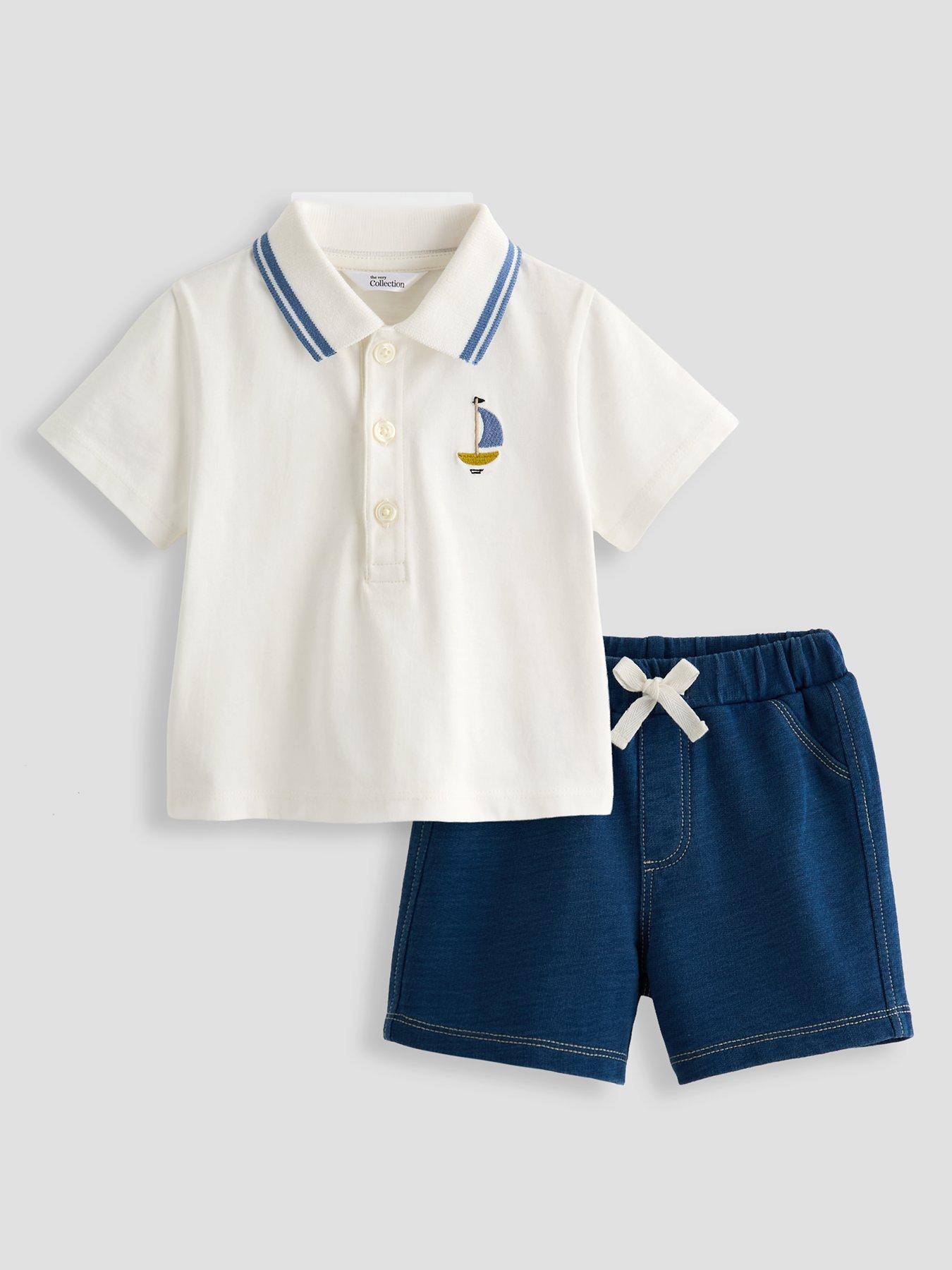 The Very Collection Baby Boy Polo And Short Set - White
