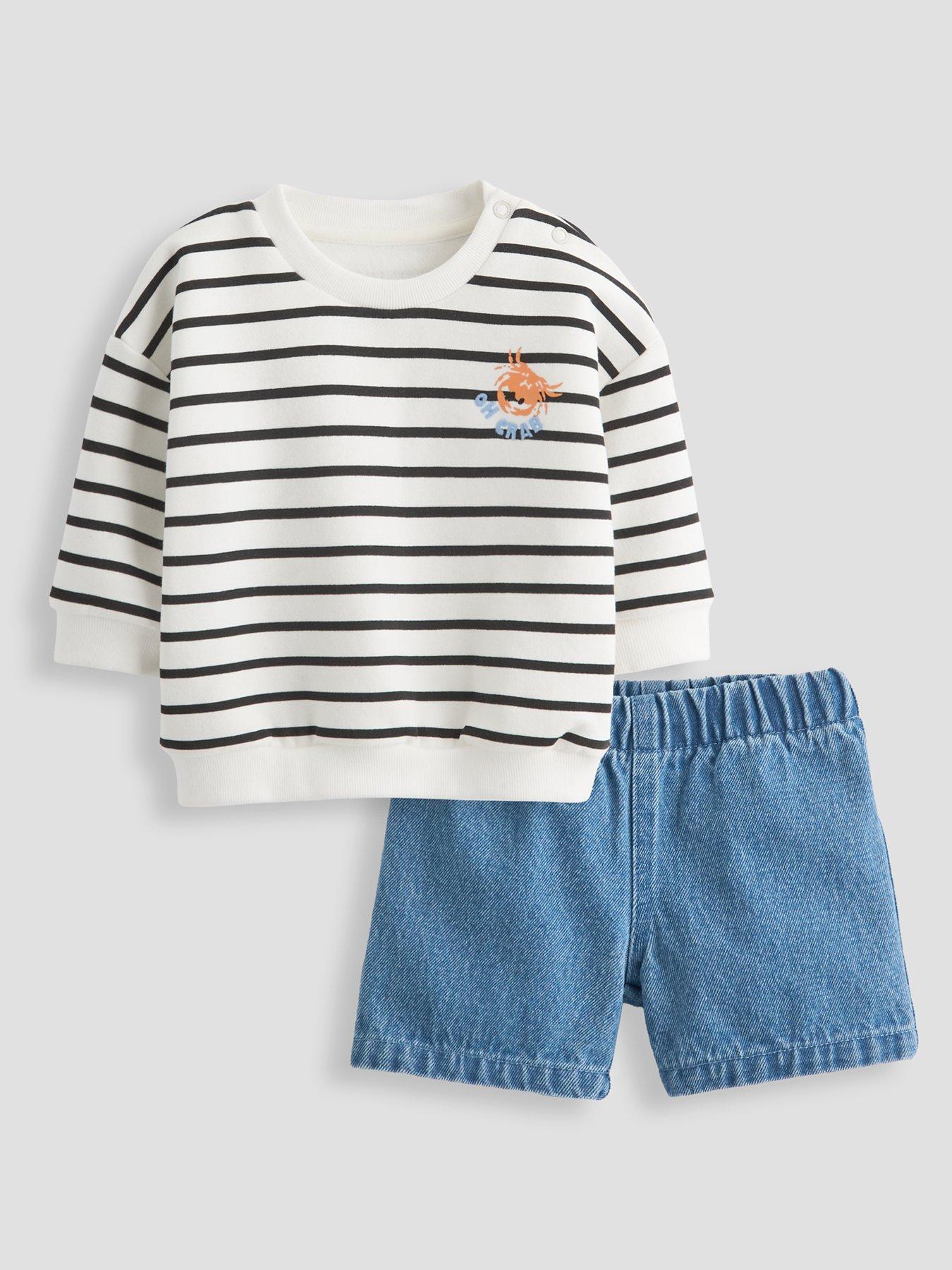 The Very Collection Baby Boy Sweatshirt  &  Shorts Set - White