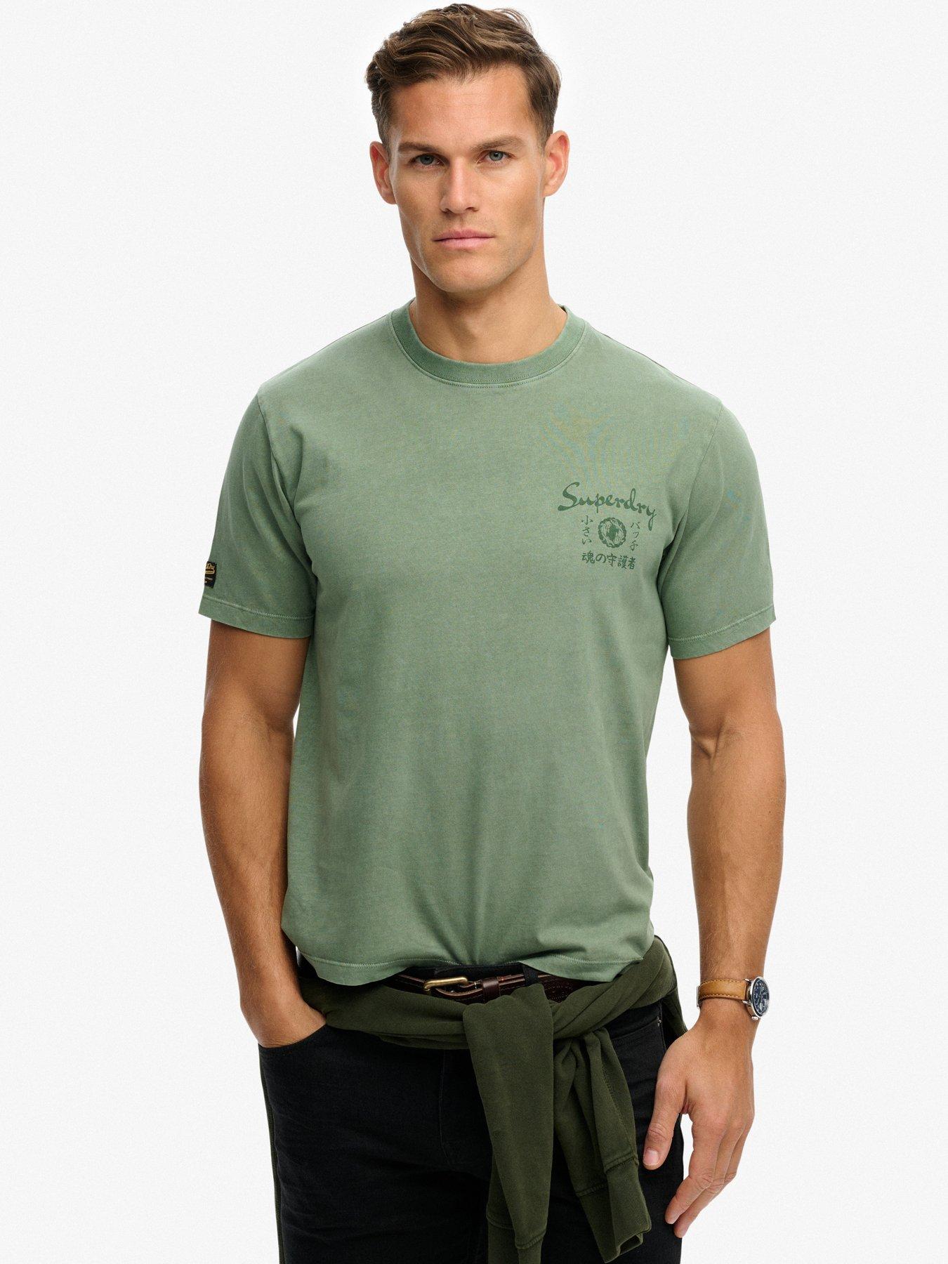 Superdry Tokyo Narrative Loose Fit T-Shirt, Green, Size M, Men