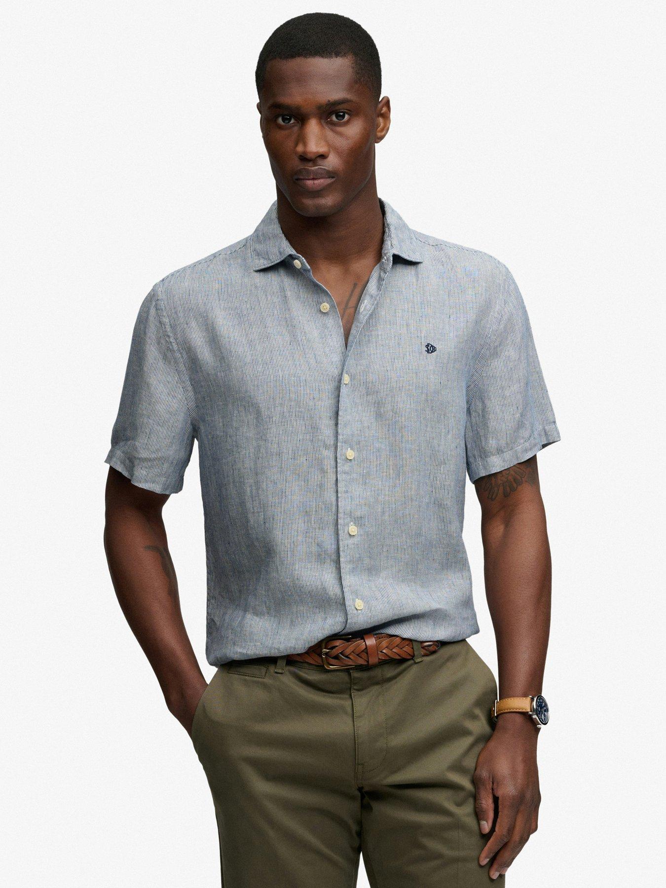 Superdry Riviera Short Sleeve Linen Shirt - Blue