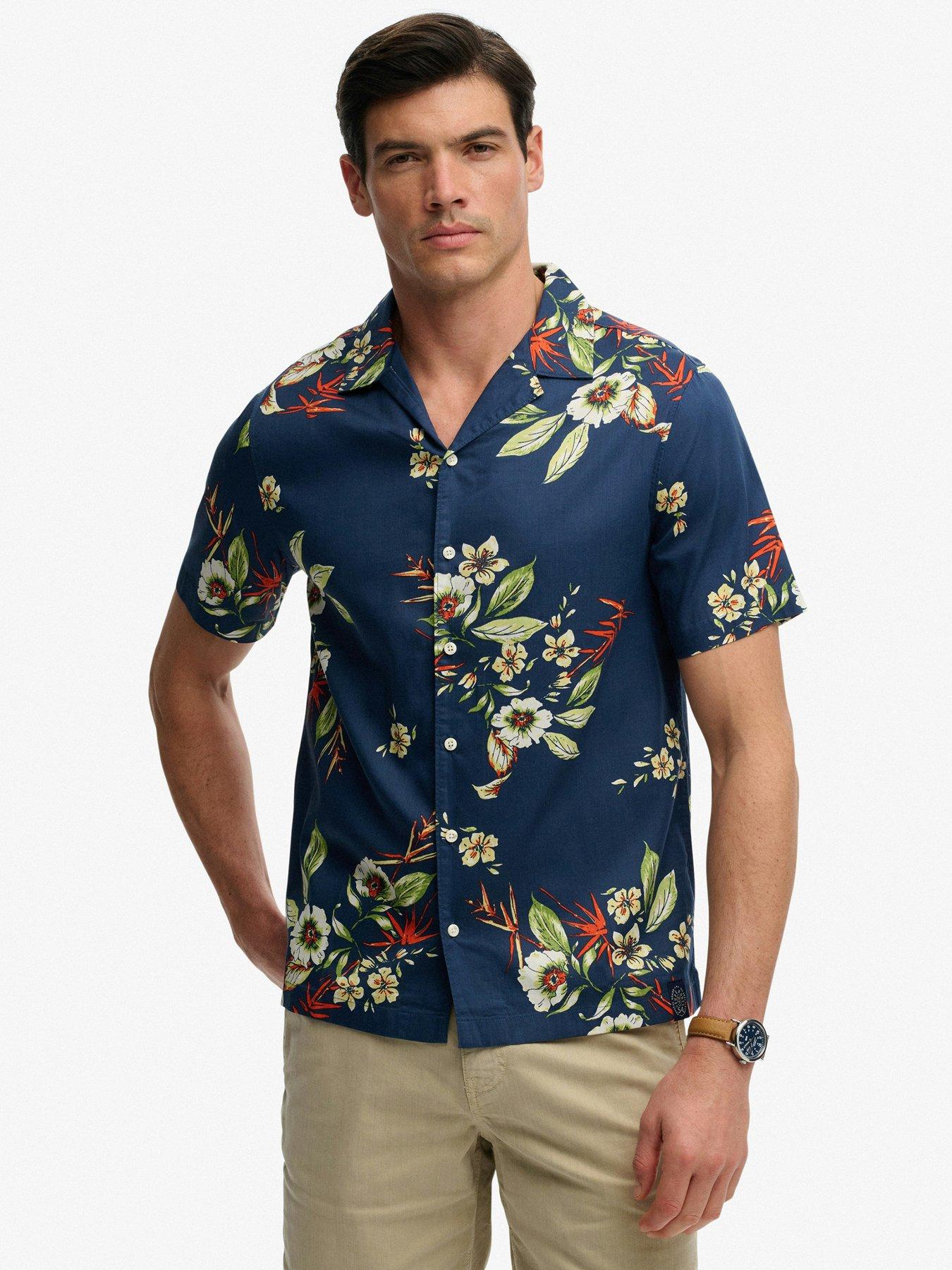 Superdry Hawaiian Print Short Sleeve Shirt - Navy