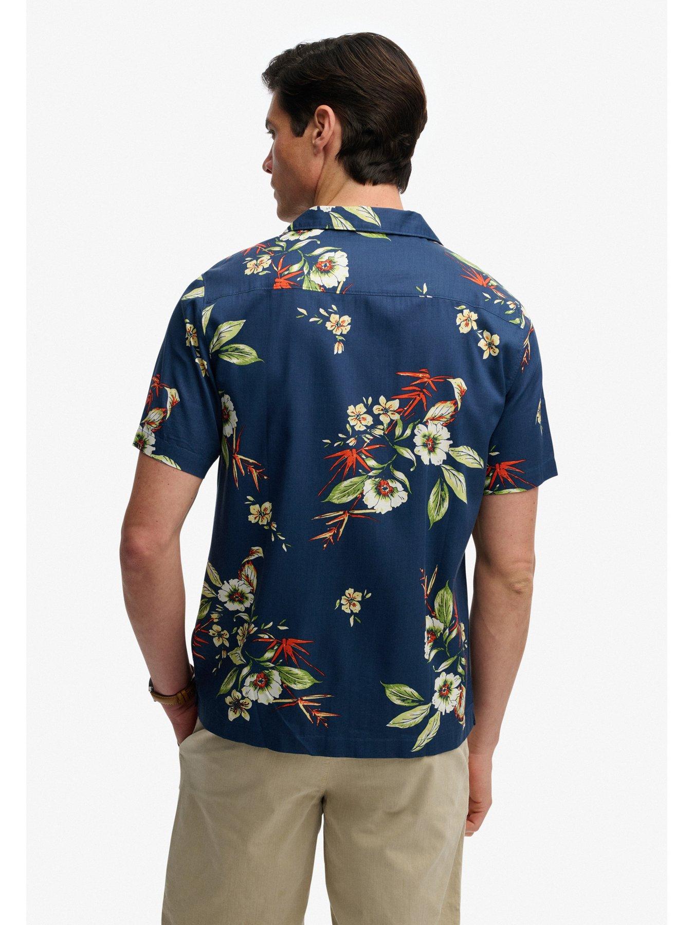 Image 2 of 5 of Superdry Hawaiian Print Short Sleeve Shirt - Navy