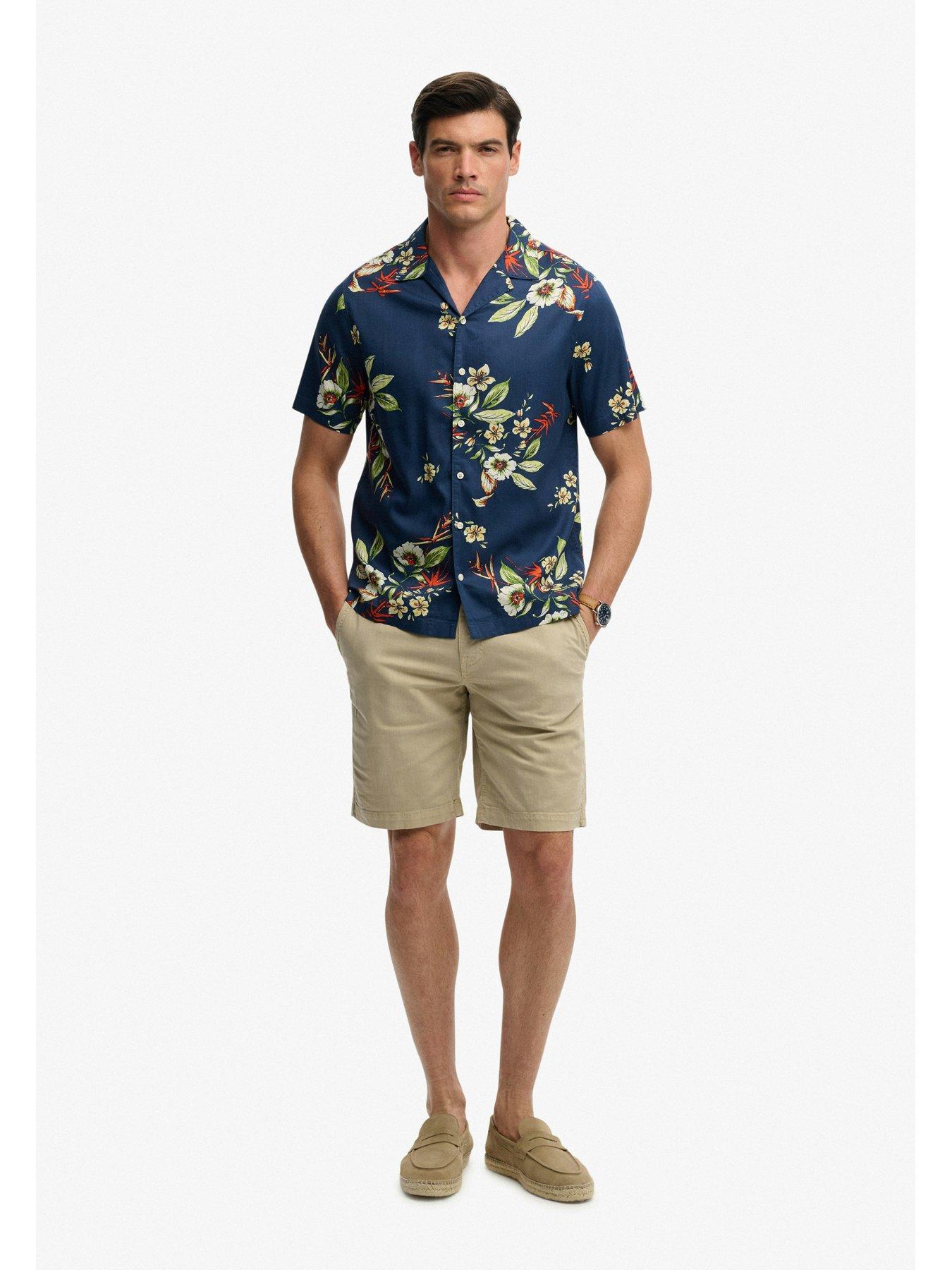 Image 3 of 5 of Superdry Hawaiian Print Short Sleeve Shirt - Navy