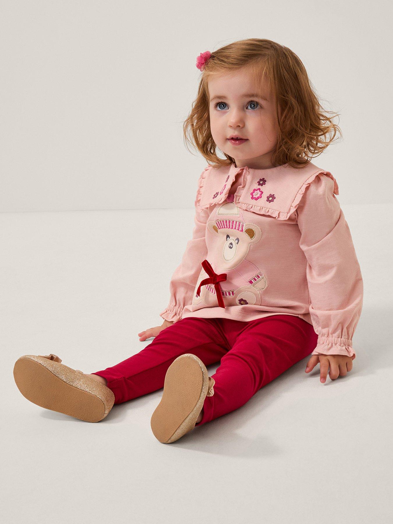 Monsoon Baby Girls Christmas Top  &  Velour Leggings Set - Dark Red
