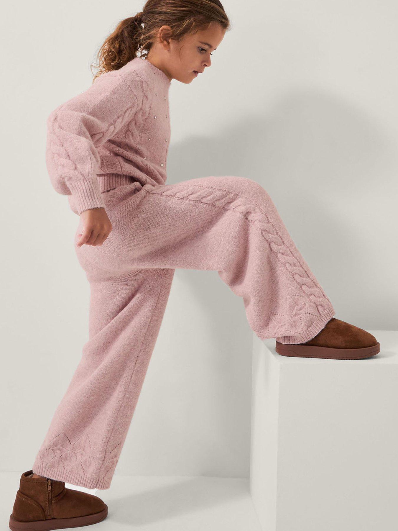 ルームウェア・パジャマ andmary Sugar knit cable tops pants pink andmary Sugar knit cable pants pink