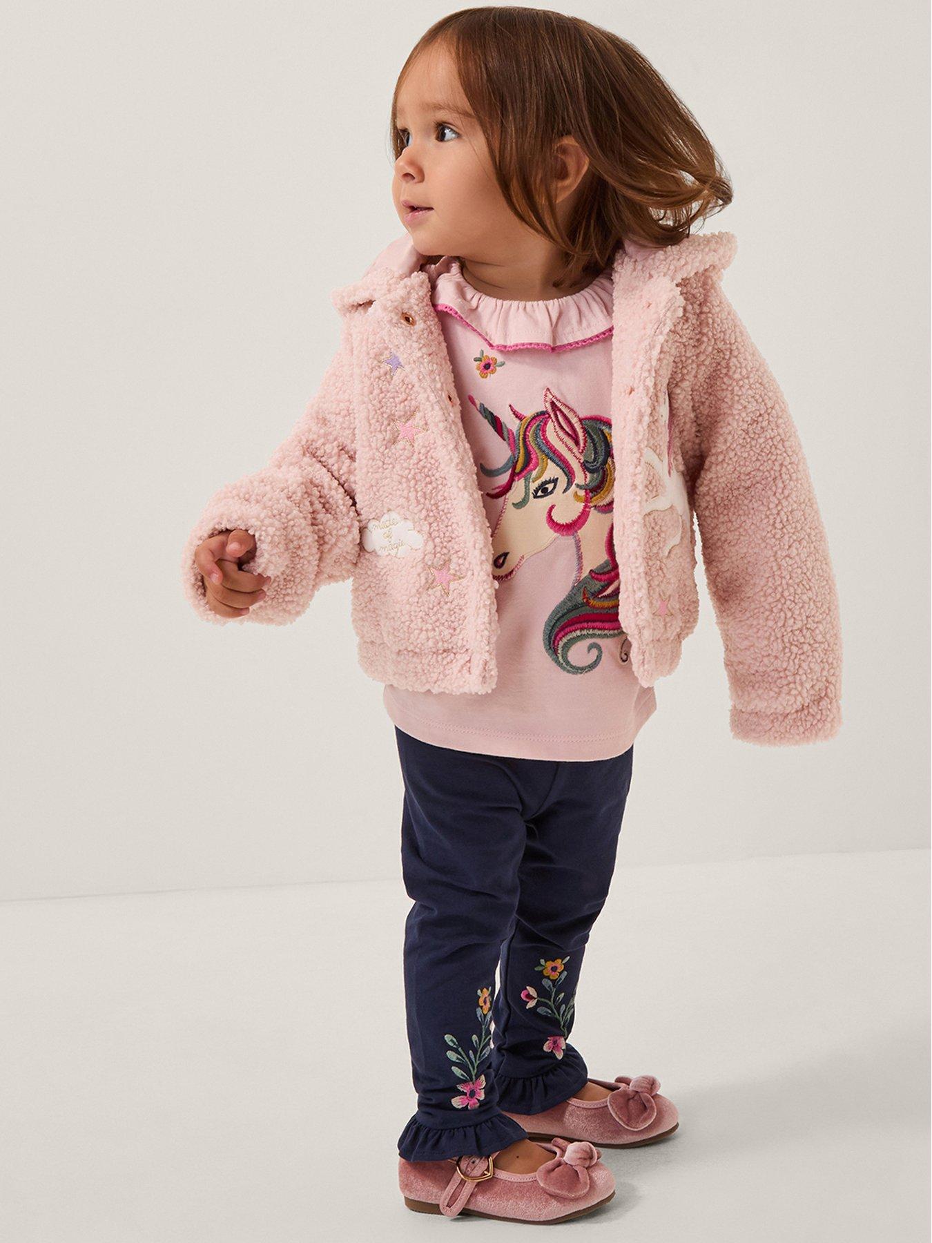 Monsoon Baby Girls Unicorn Borg Hoody - Pink
