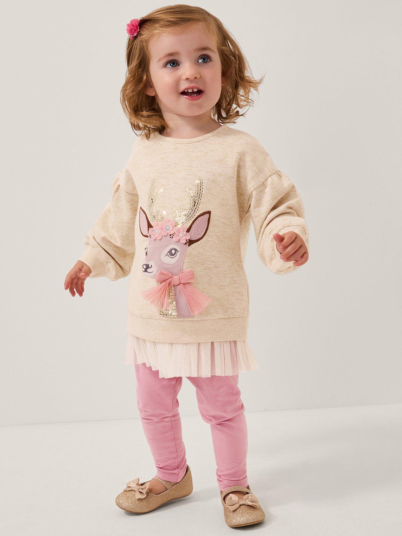 Monsoon Baby Girls Deer Sweat & Legging Set - Light Cream