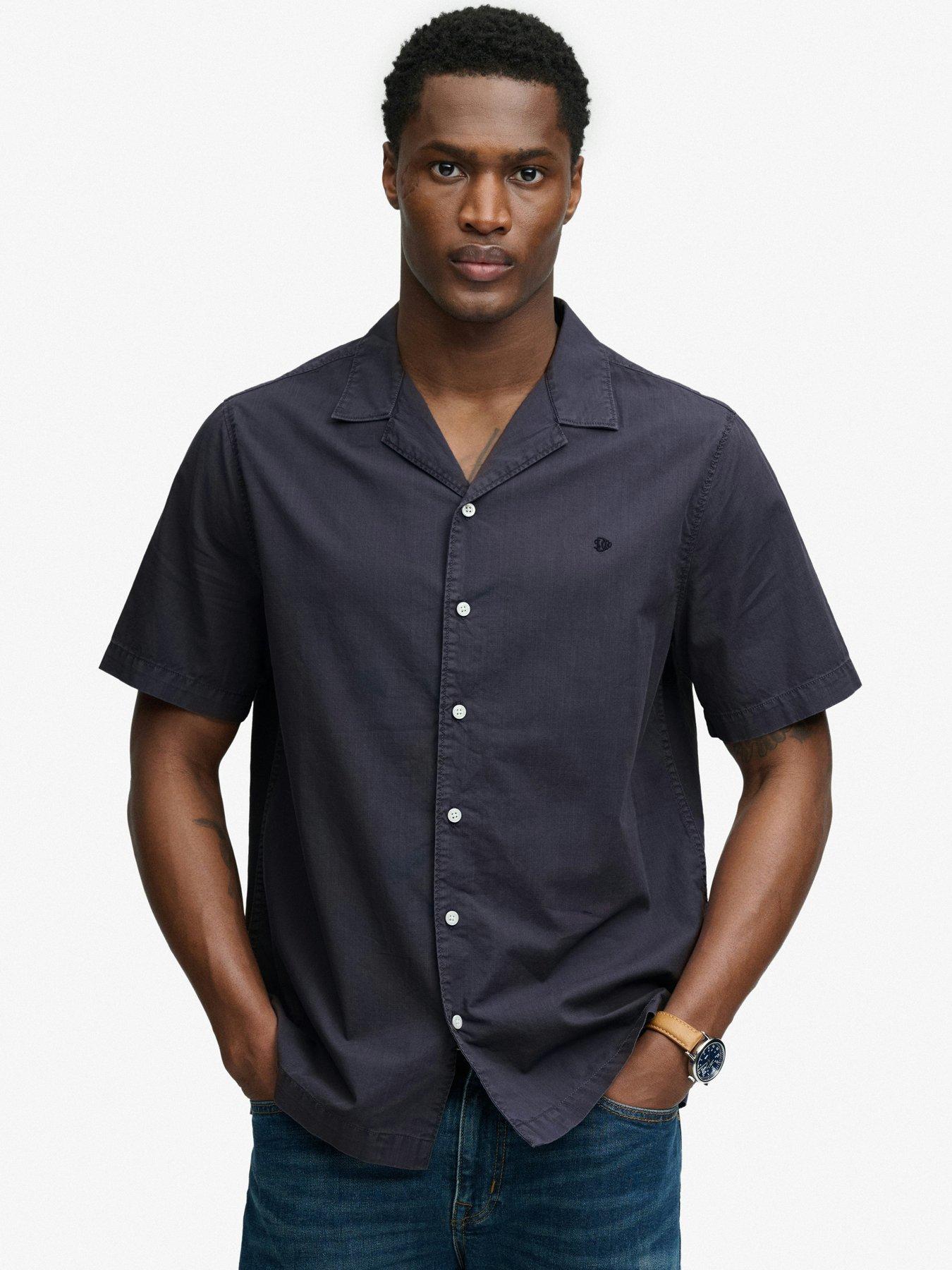 Superdry Cabana Short Sleeve Shirt, Navy, Size Xl, Men