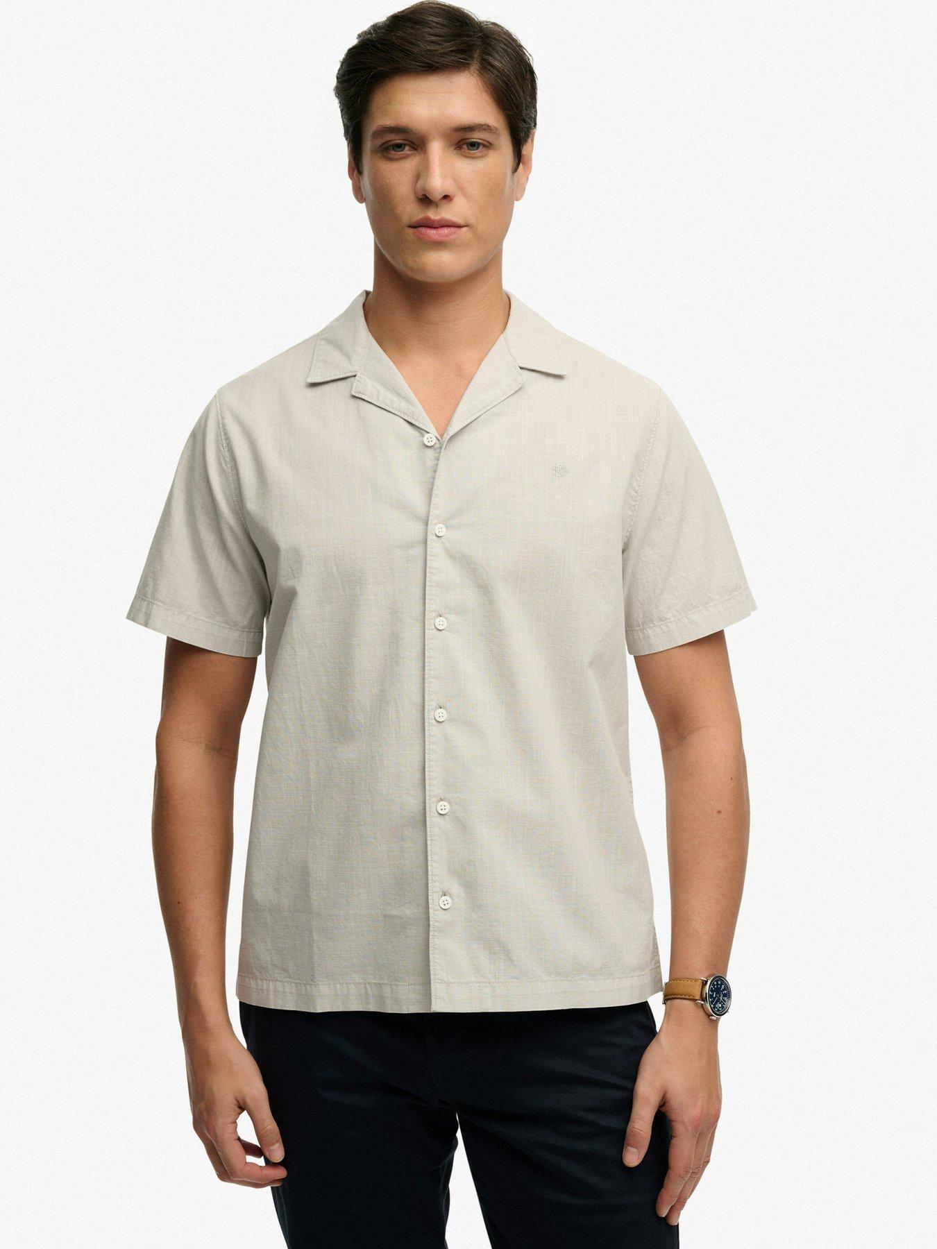 Superdry Cabana Short Sleeve Shirt, Beige, Size L, Men