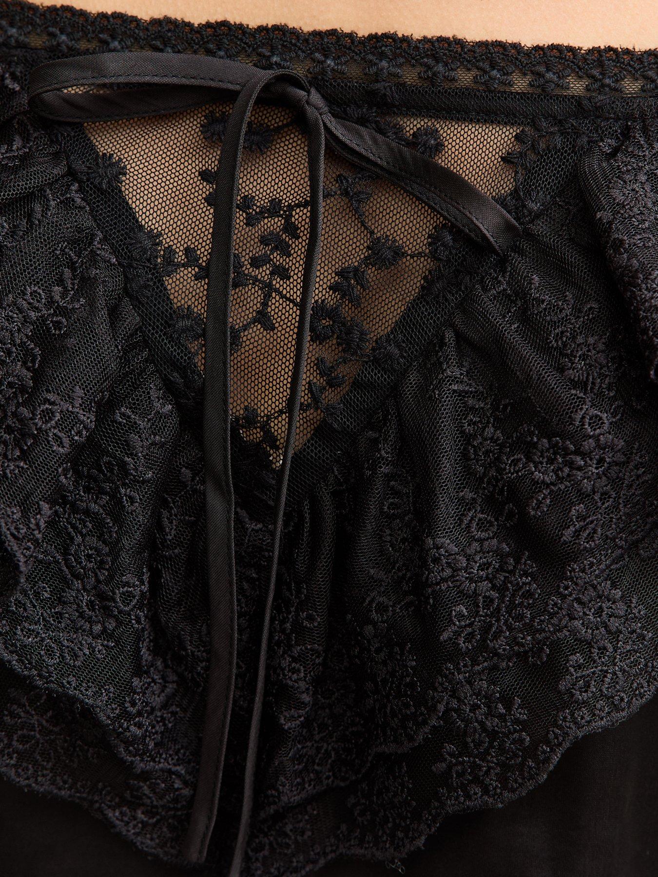 Image 5 of 5 of New Look Lace Frill Cami Top - Black