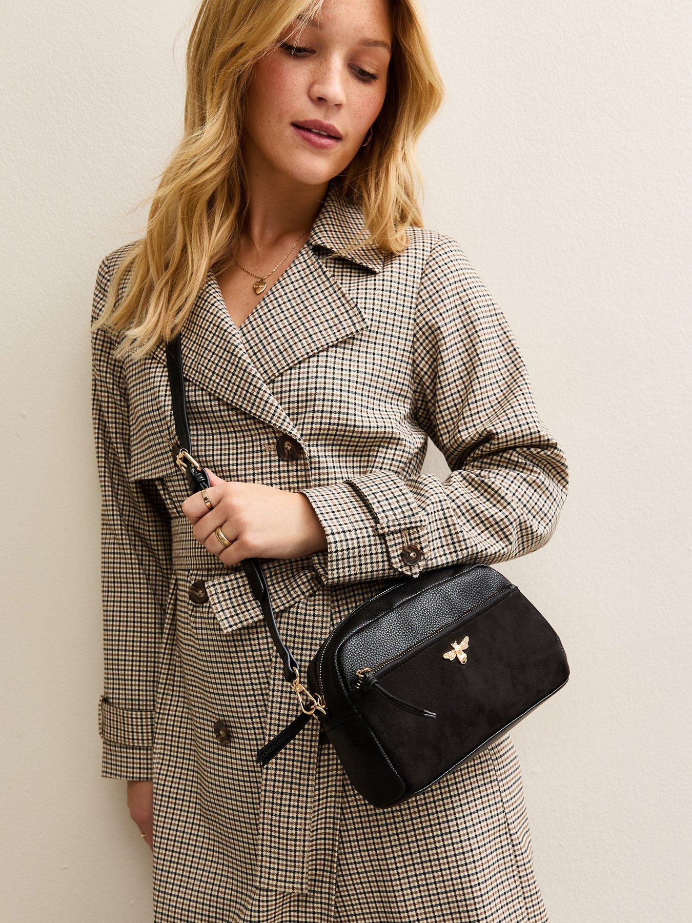 New Look Faux Leather Bee Camera Crossbody Bag - Black