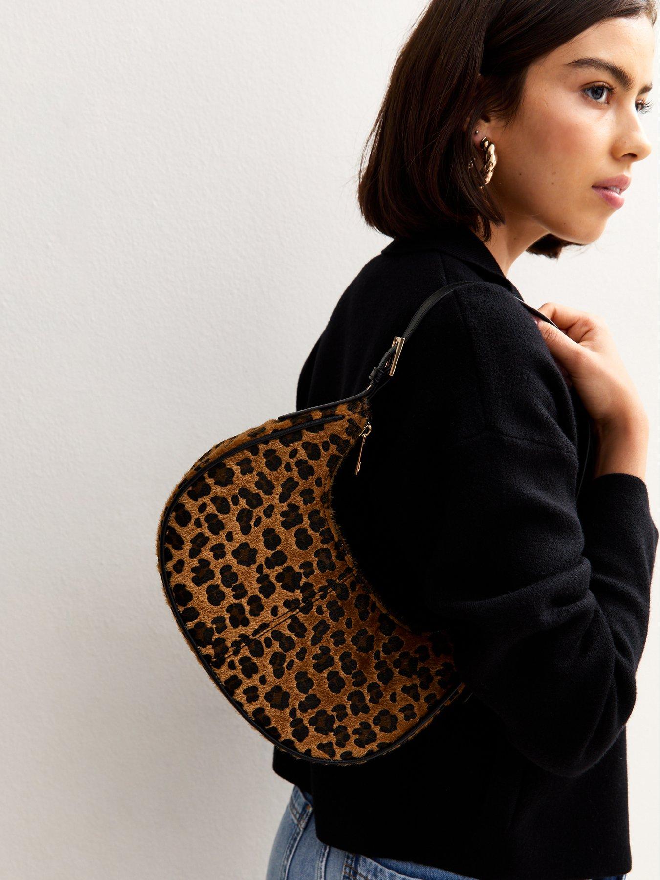 New Look Leopard Print Textured Shoulder Bag - Brown | Very