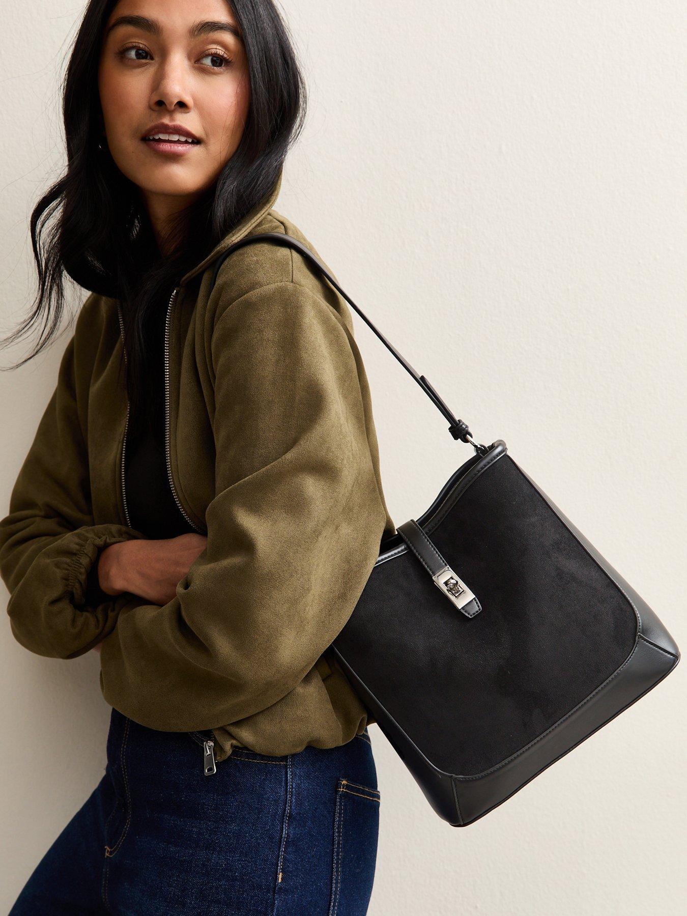 New Look Faux Suede Bucket Bucket Bag - Black