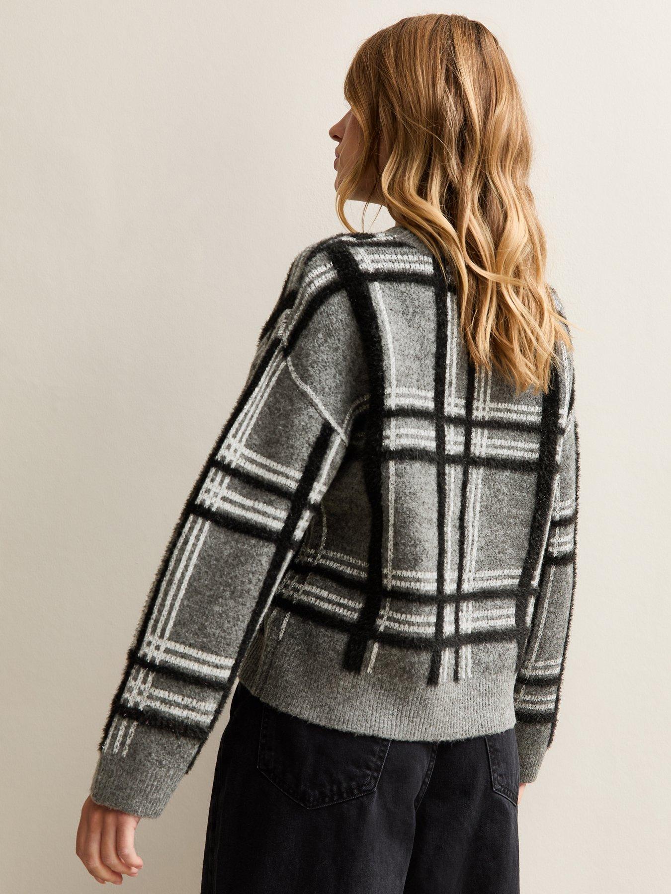 Image 2 of 6 of New Look Grey Sparkle Check Knit Jumper