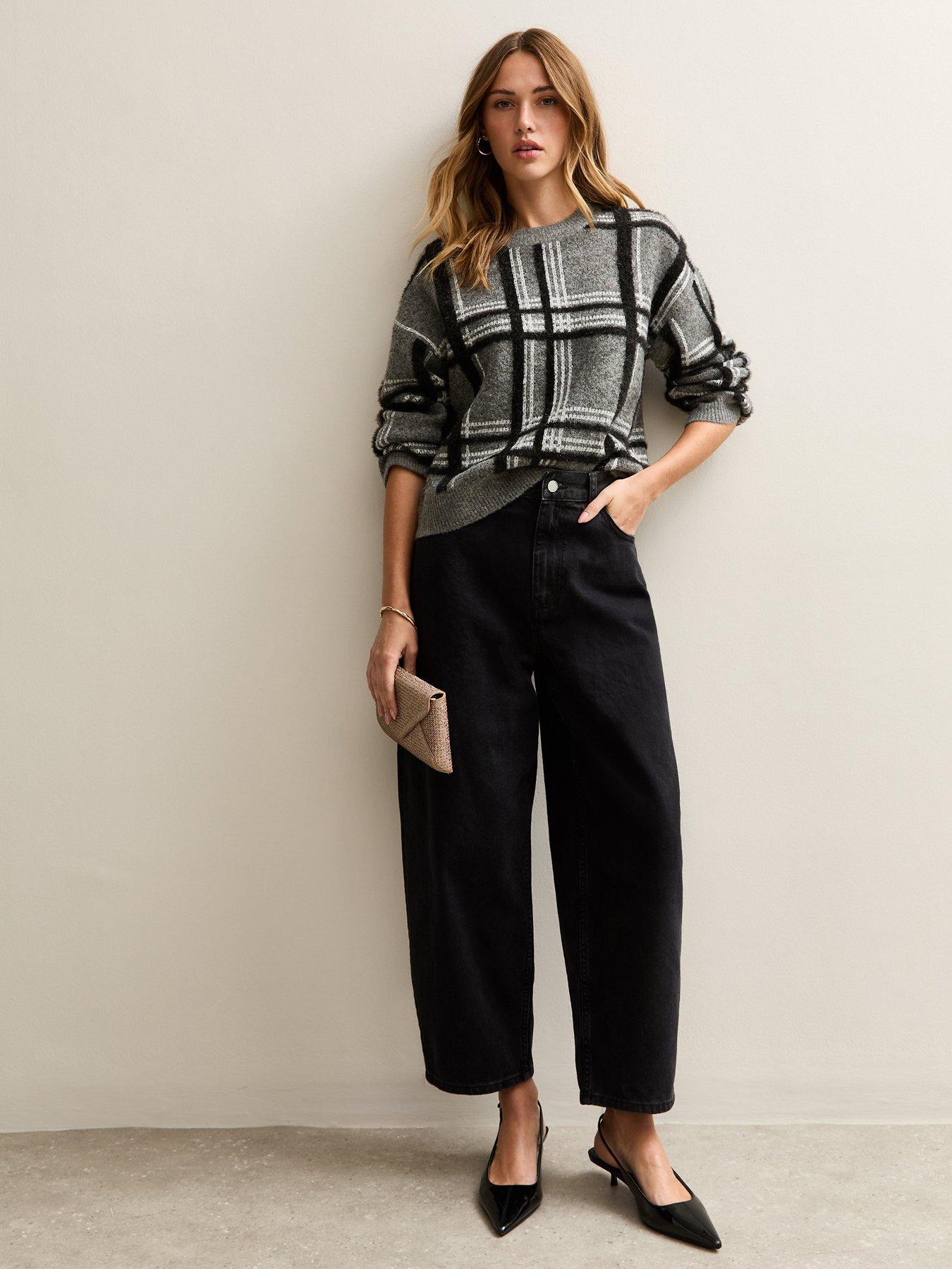 Image 3 of 6 of New Look Grey Sparkle Check Knit Jumper