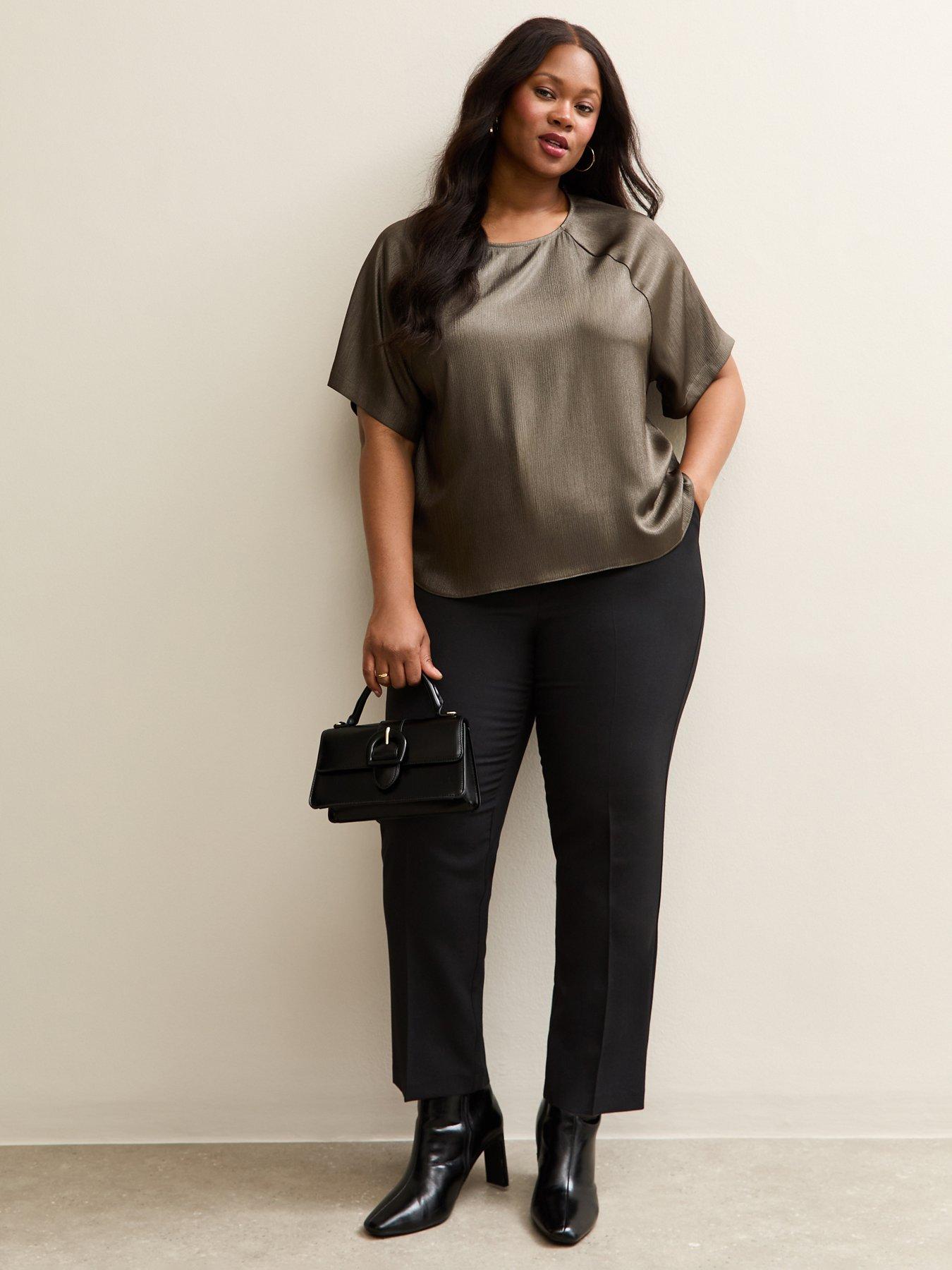 Image 3 of 6 of New Look Curves Grey Metallic Short Sleeve Blouse