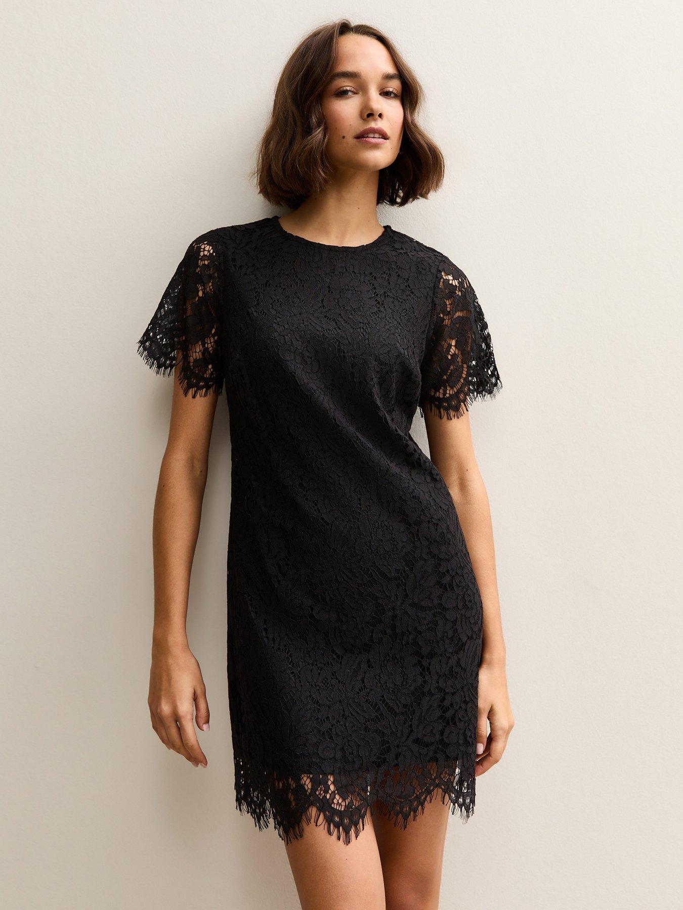 New Look Black Lace T Shirt Mini Dress