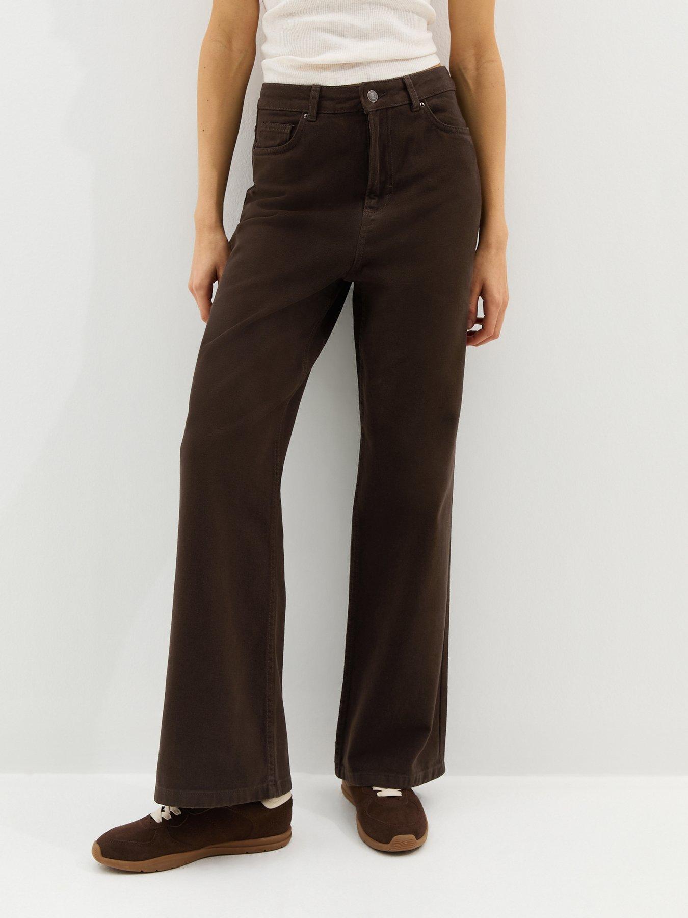 New Look High Waisted Wide Leg Jeans - Brown