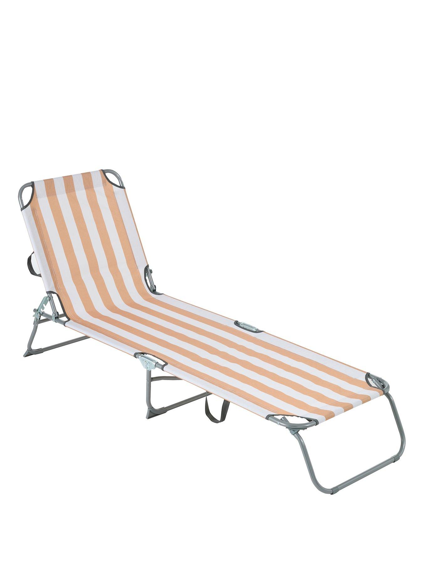 Image 2 of 5 of The Very Collection Hawaii Sunlounger- Peach Stripe
