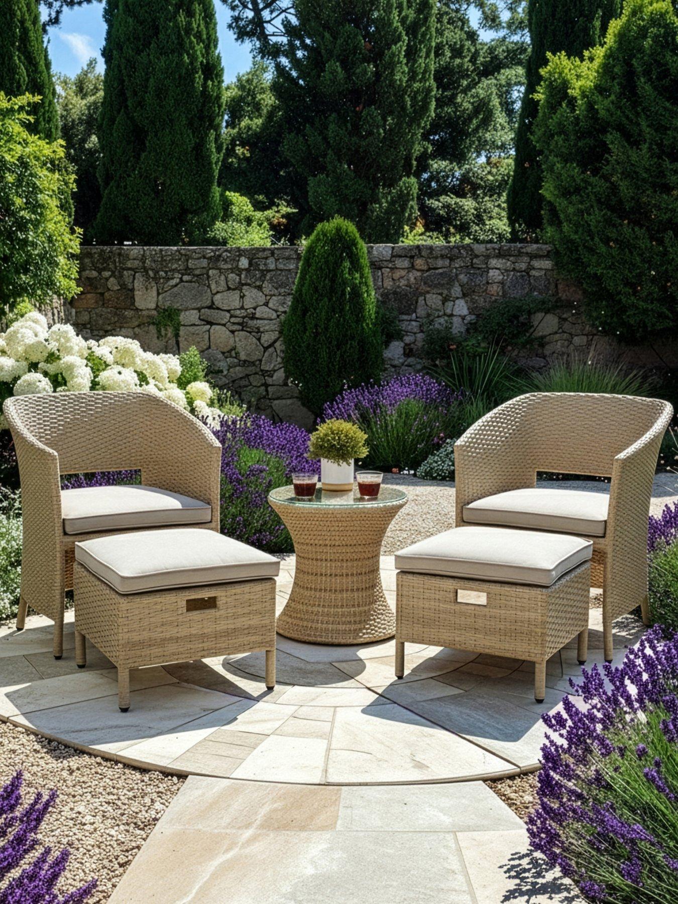 The Very Collection Sarasota Bistro Set With Footstools