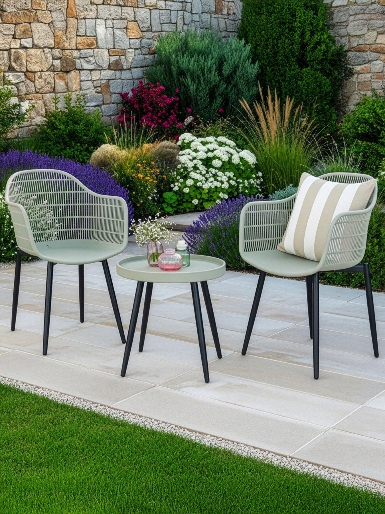 Image 1 of 7 of The Very Collection Porto Bistro Set - Soft Green