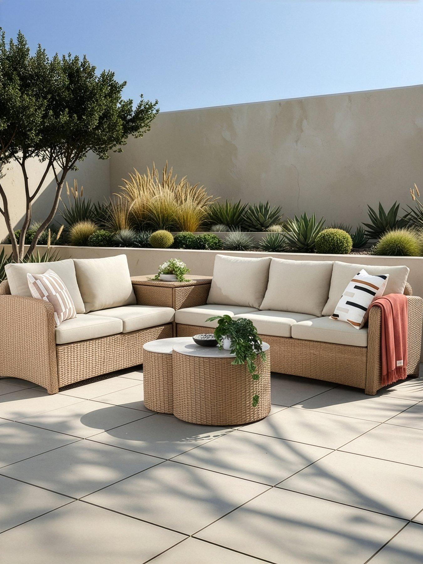 The Very Collection Cayman 5-Seater Corner Garden Sofa With Storage And Tables