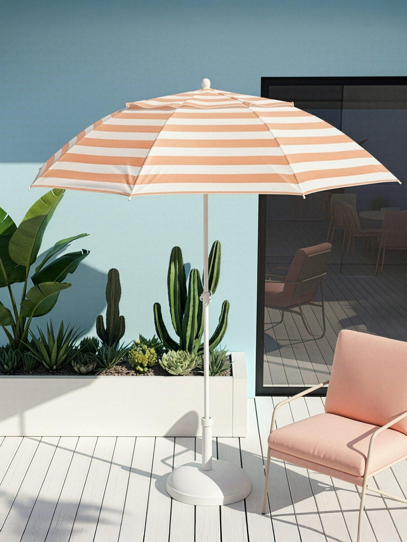 The Very Collection 2M Push Up Parasol - Peach Stripe