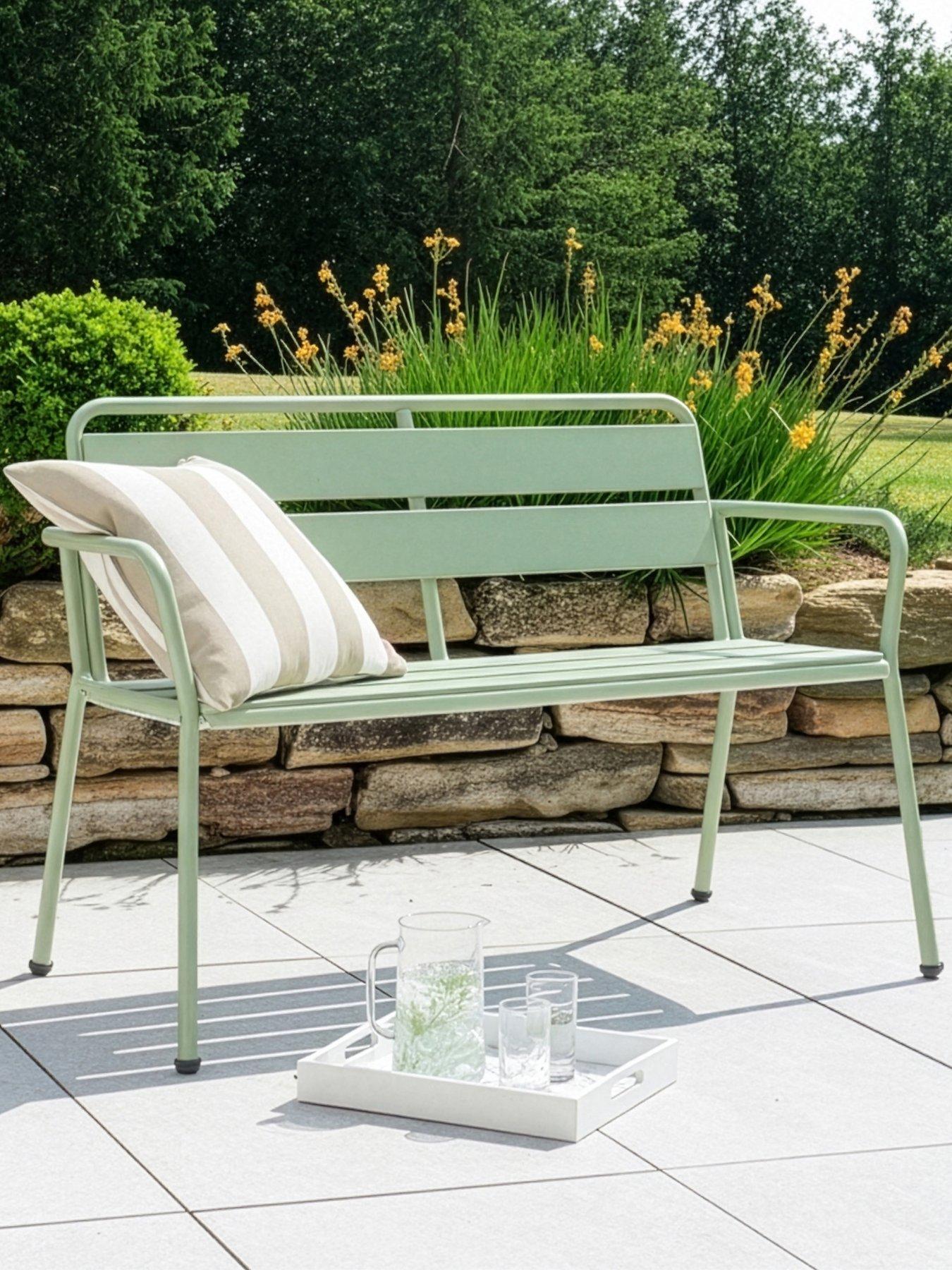The Very Collection Metal Bench- Green