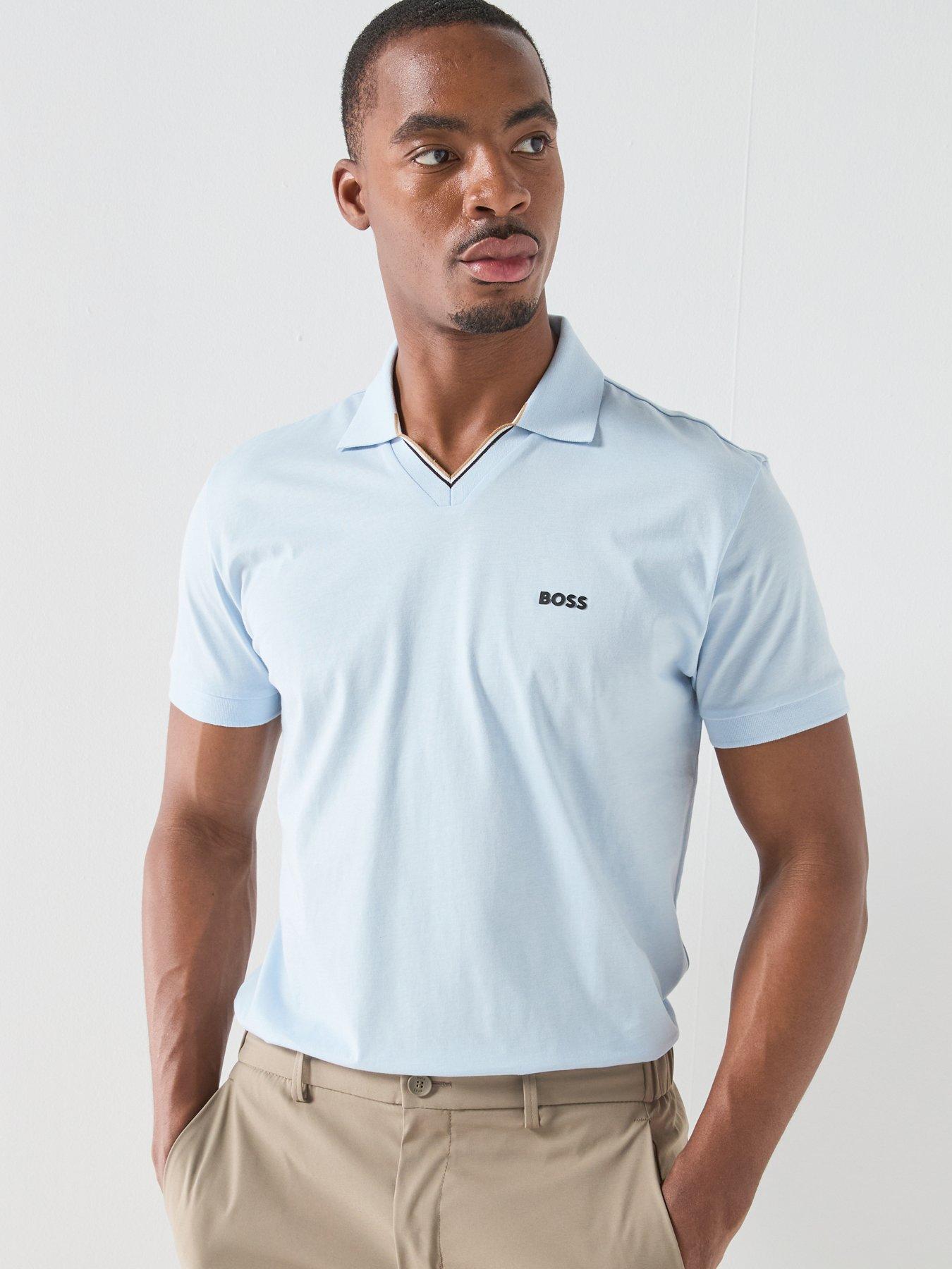 BOSS Mens Golf Birdie Open Collar Polo Shirt, Blue, Size 2Xl, Men