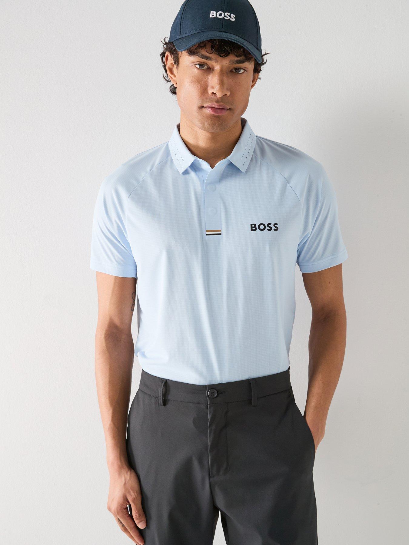Image 1 of 4 of BOSS Mens Golf Paddytech Polo Shirt - Blue