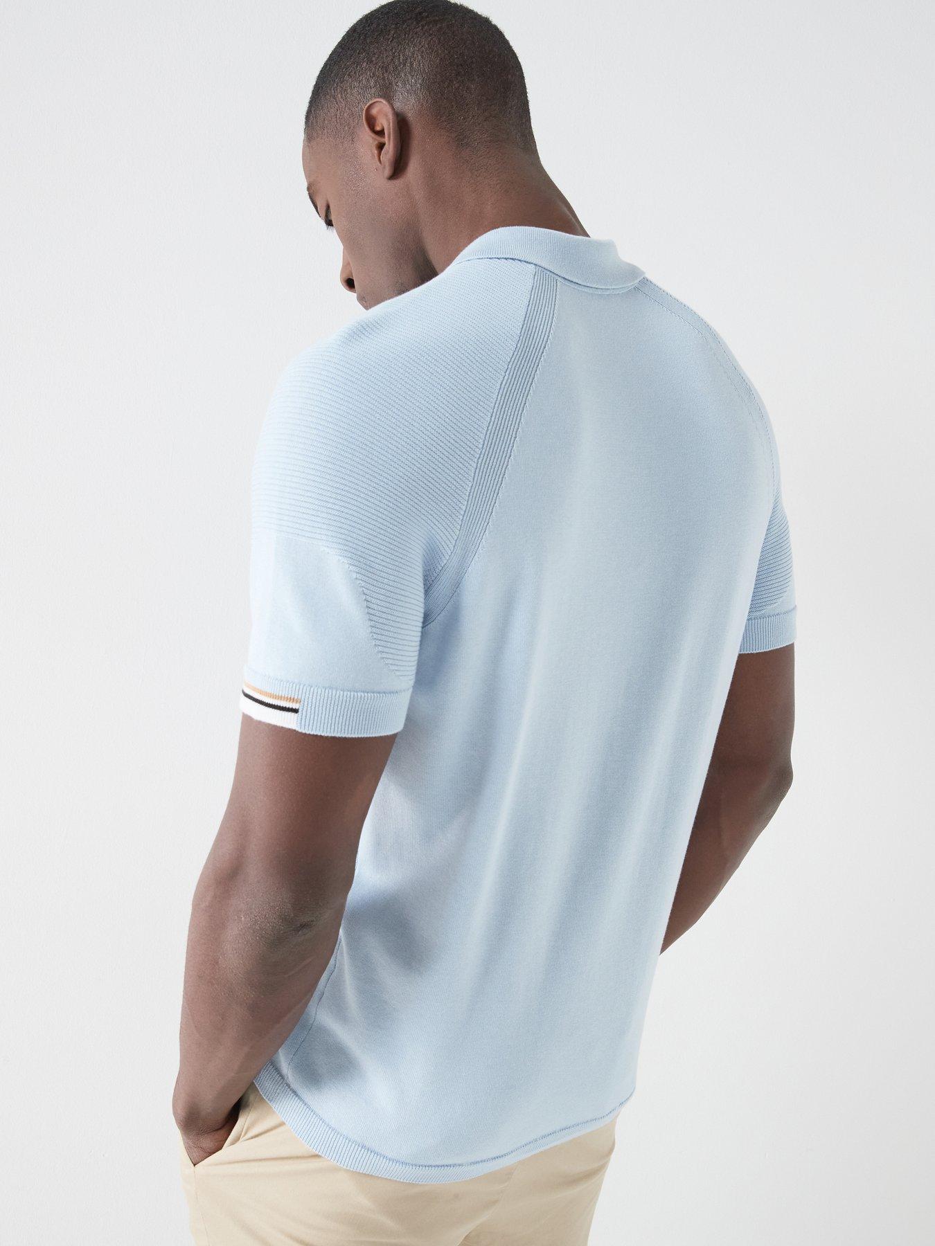 Image 2 of 4 of BOSS Mens Golf Perform Knitted Polo Shirt - Blue