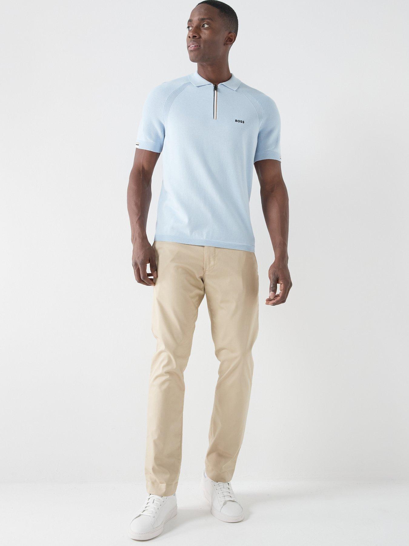 Image 3 of 4 of BOSS Mens Golf Perform Knitted Polo Shirt - Blue