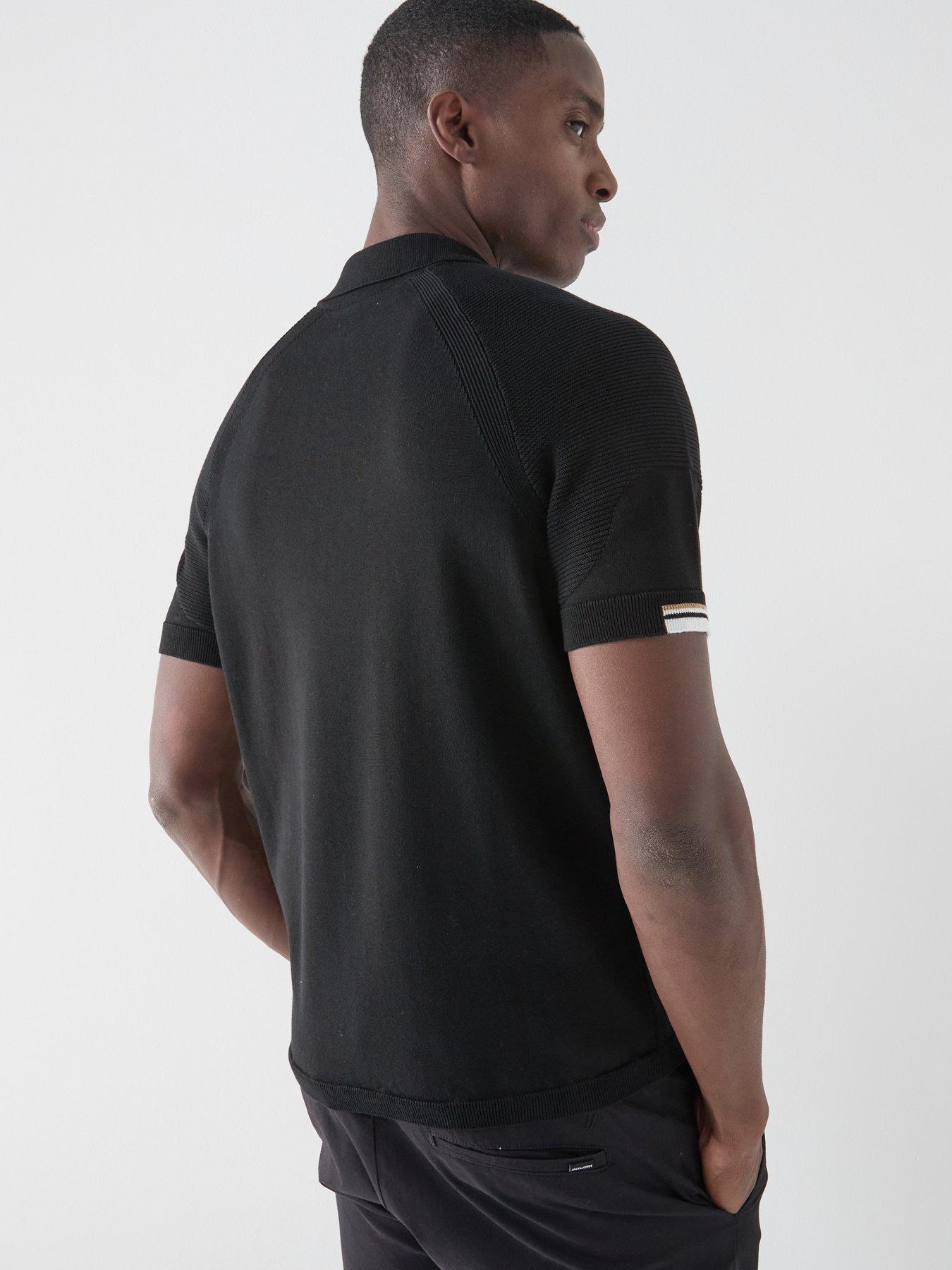 Image 2 of 4 of BOSS Mens Golf Perform Knitted Polo Shirt - Black