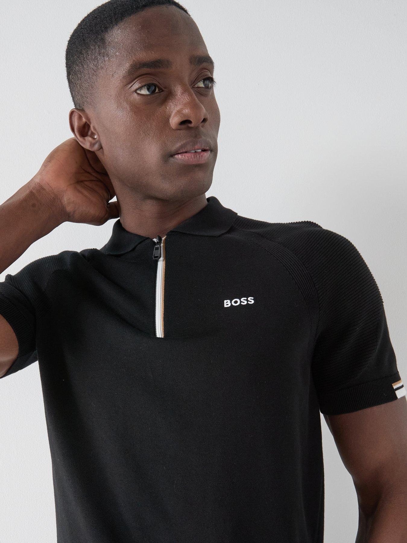 Image 4 of 4 of BOSS Mens Golf Perform Knitted Polo Shirt - Black