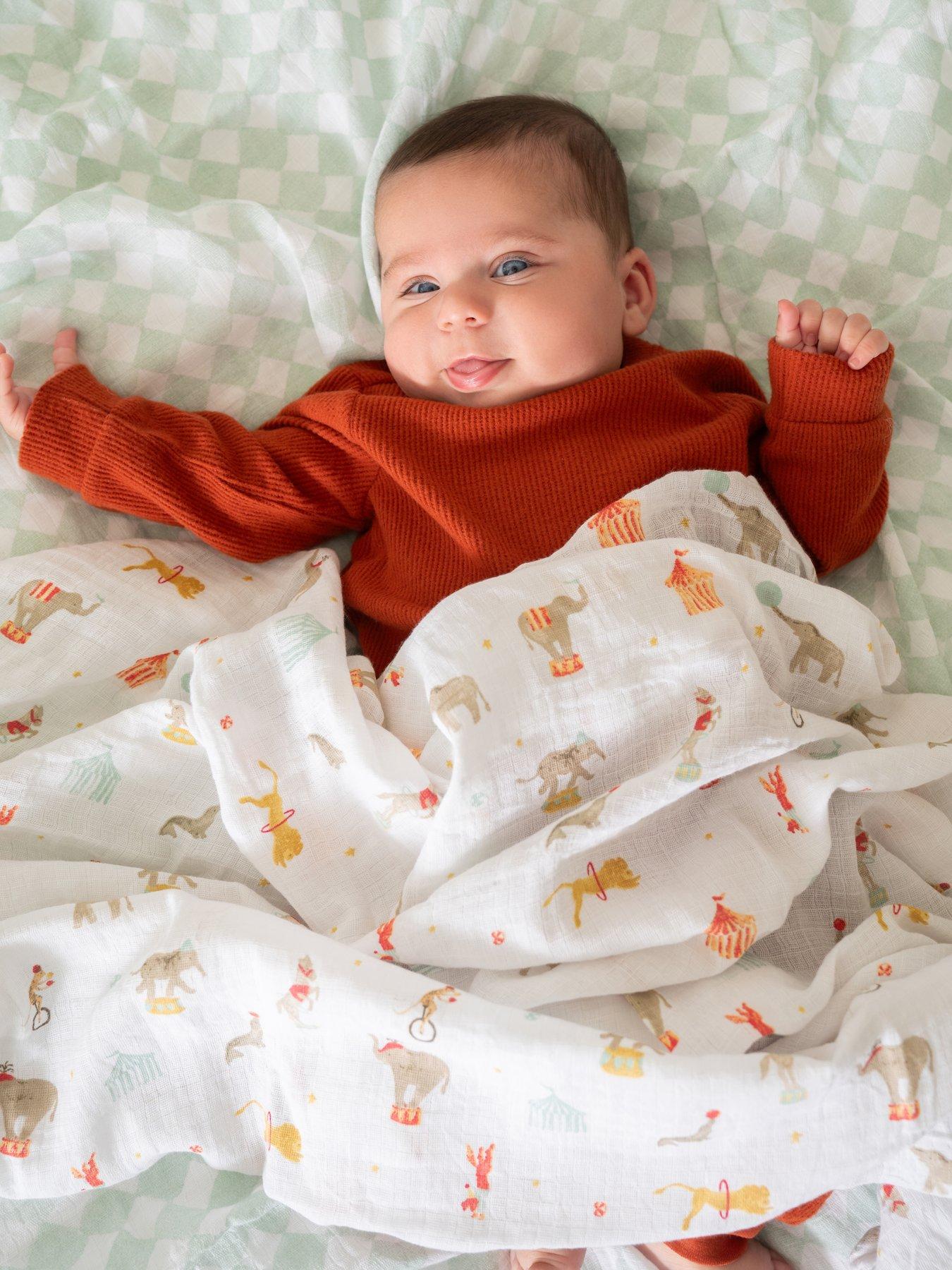 aden + anais Essential Cotton Muslin 4 Pack Swaddle Blanket - Elephant Circus