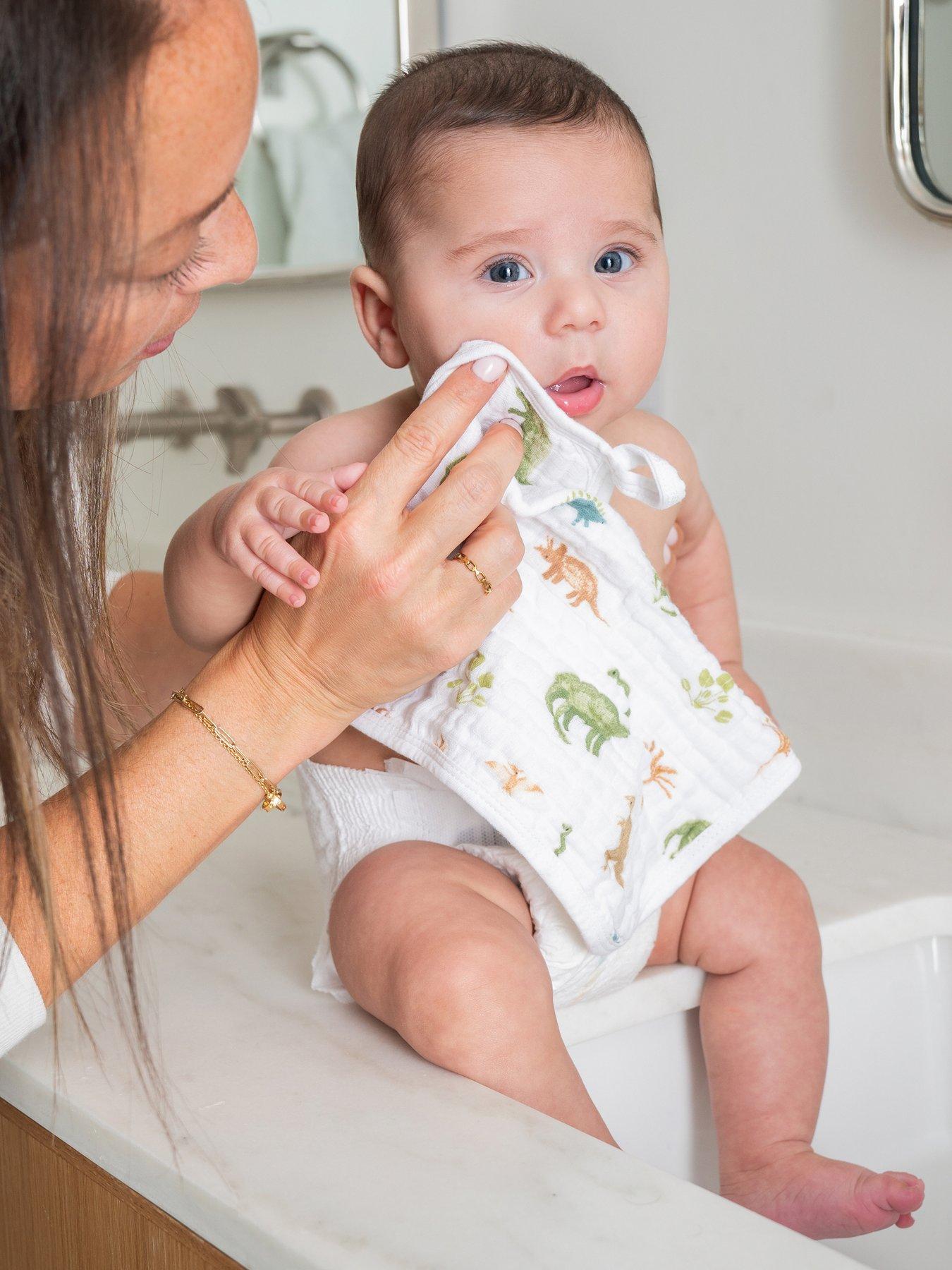 aden + anais Essentials 3-Pack Cotton Muslin Washcloth Set - Dino Jungle
