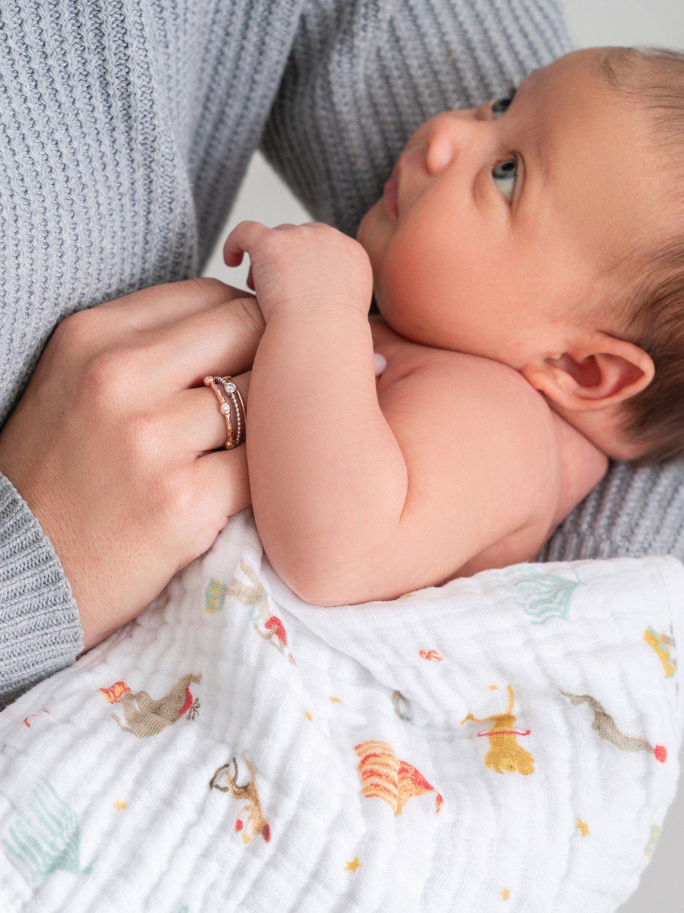 aden + anais Essentials 3-Pack Cotton Muslin Washcloth Set - Elephant Circus