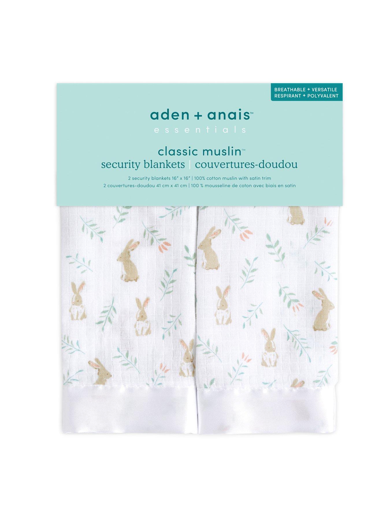 aden + anais Essentials 2-Pack Cotton Muslin Security Blankets - Blushing Bunnies