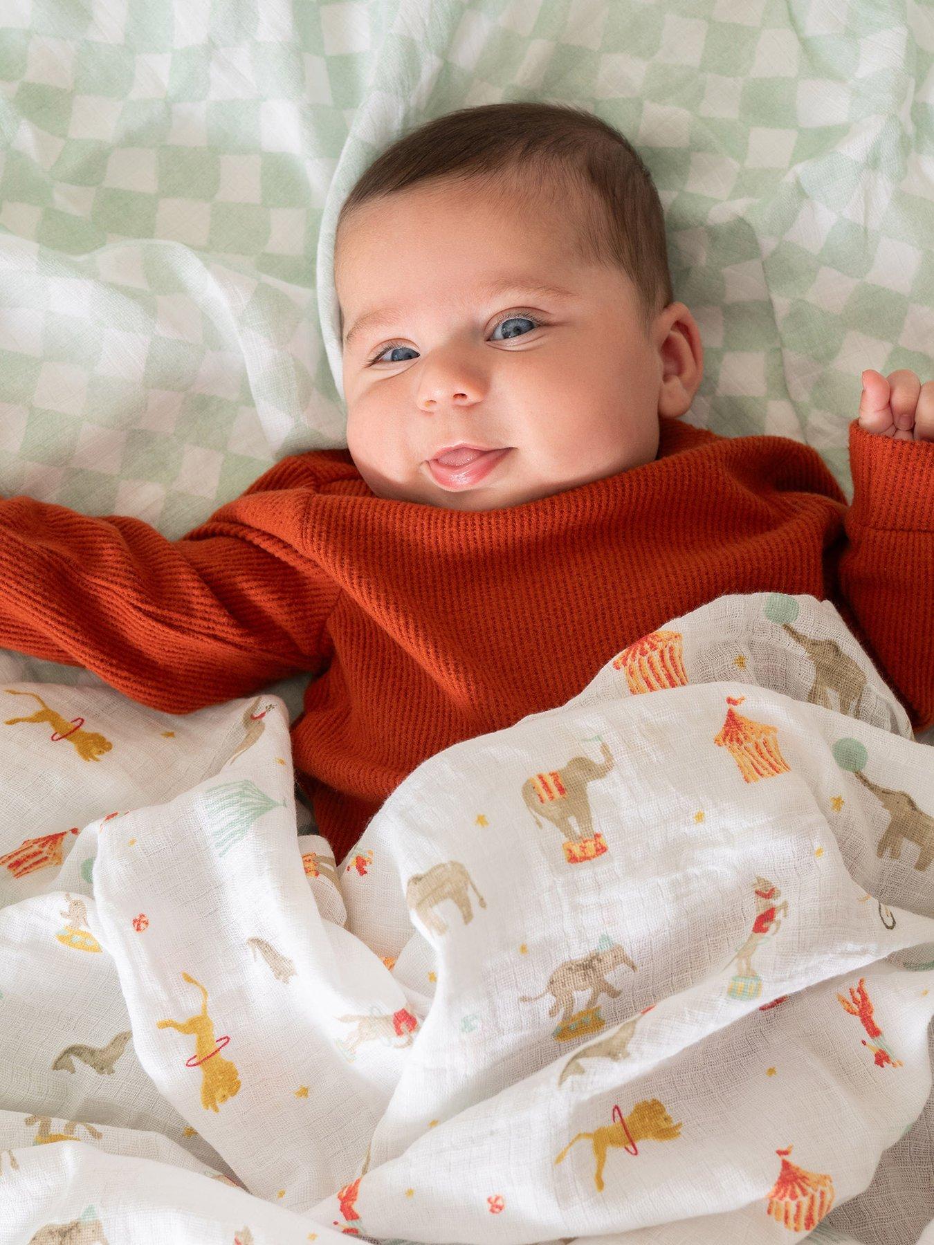 aden + anais Essential Cotton Muslin 2 Pack Swaddle Blanket - Elephant Circus
